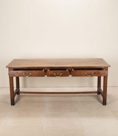 19th Century French Three Drawer Oak Serving Table