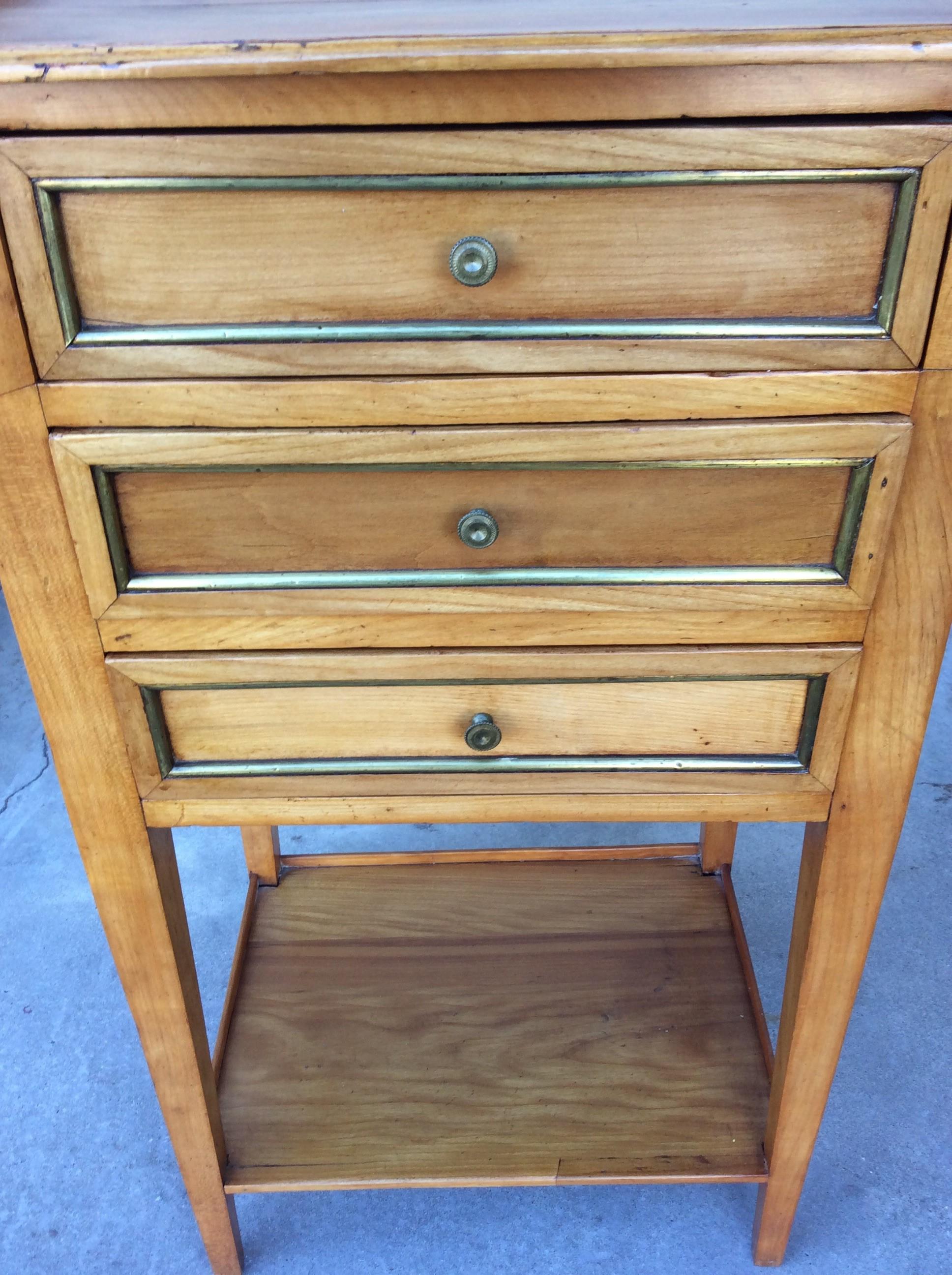 19th Century French Three Drawer Table with Brass Inlay For Sale 4