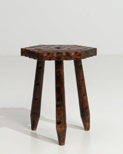 19th Century French Three-Legged Carved Wooden Stool