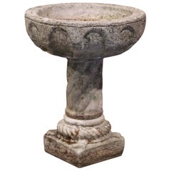 19th Century French Three-Piece Carved Patinated and Weathered Stone Planter