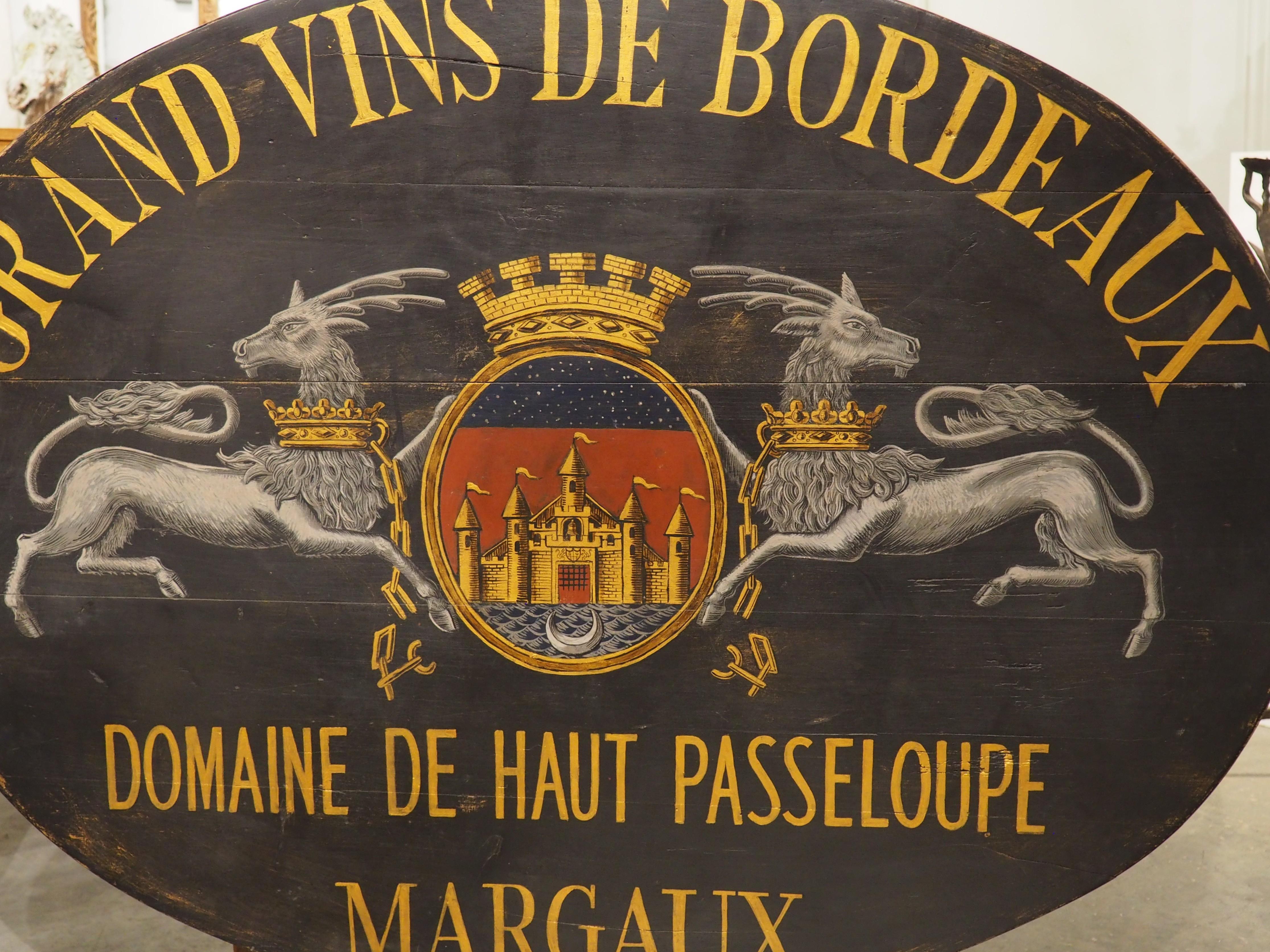 19th Century French Tilt-Top Painted Wine Tasting Table, Grand Vins de Bordeaux For Sale 8