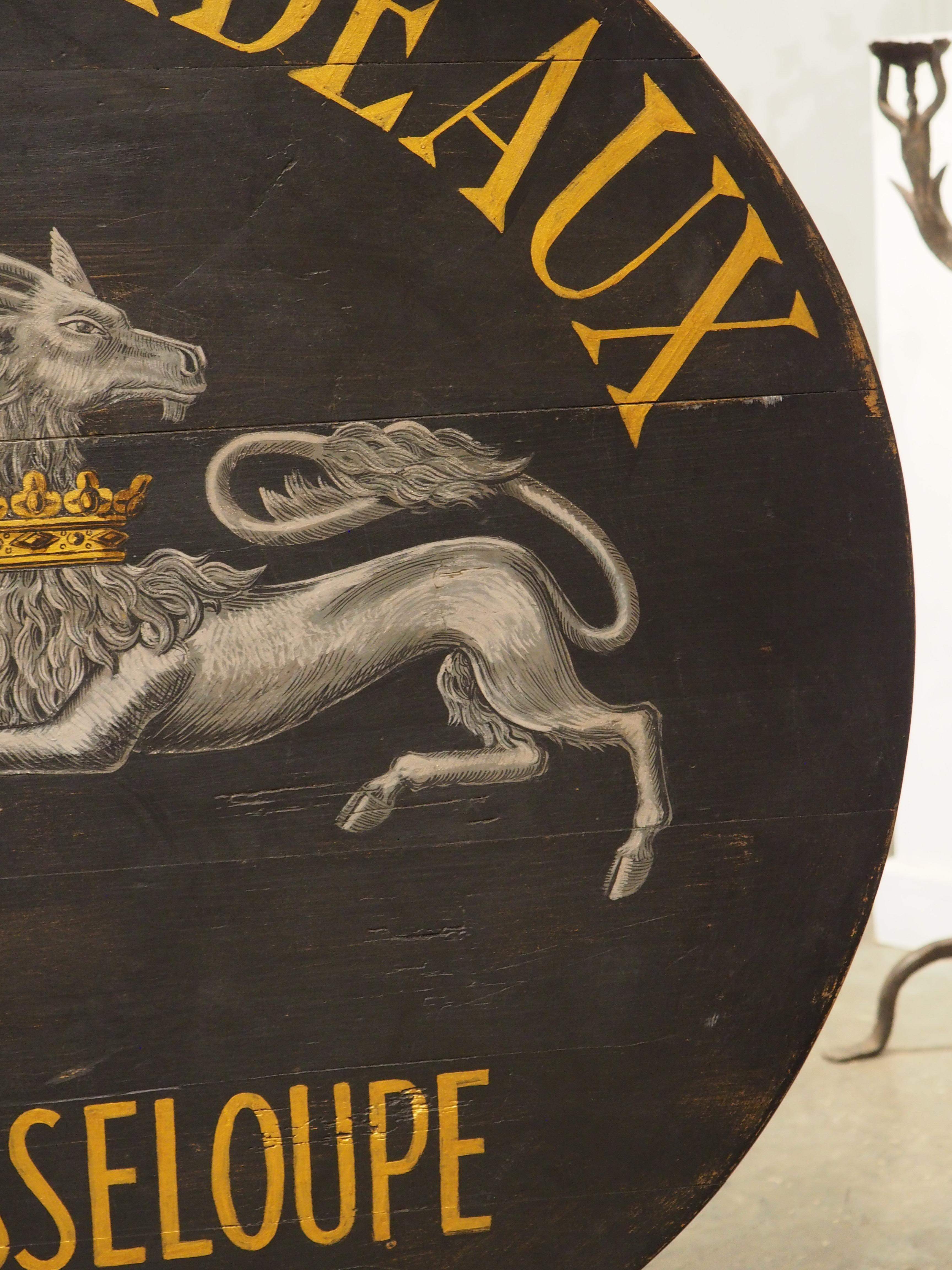 19th Century French Tilt-Top Painted Wine Tasting Table, Grand Vins de Bordeaux For Sale 3
