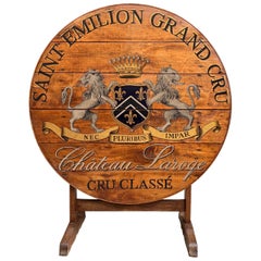 19. Jahrhundert Französisch Tilt-Top Tisch Weinprobe Runde Eiche Hand gemalt Grand Cru