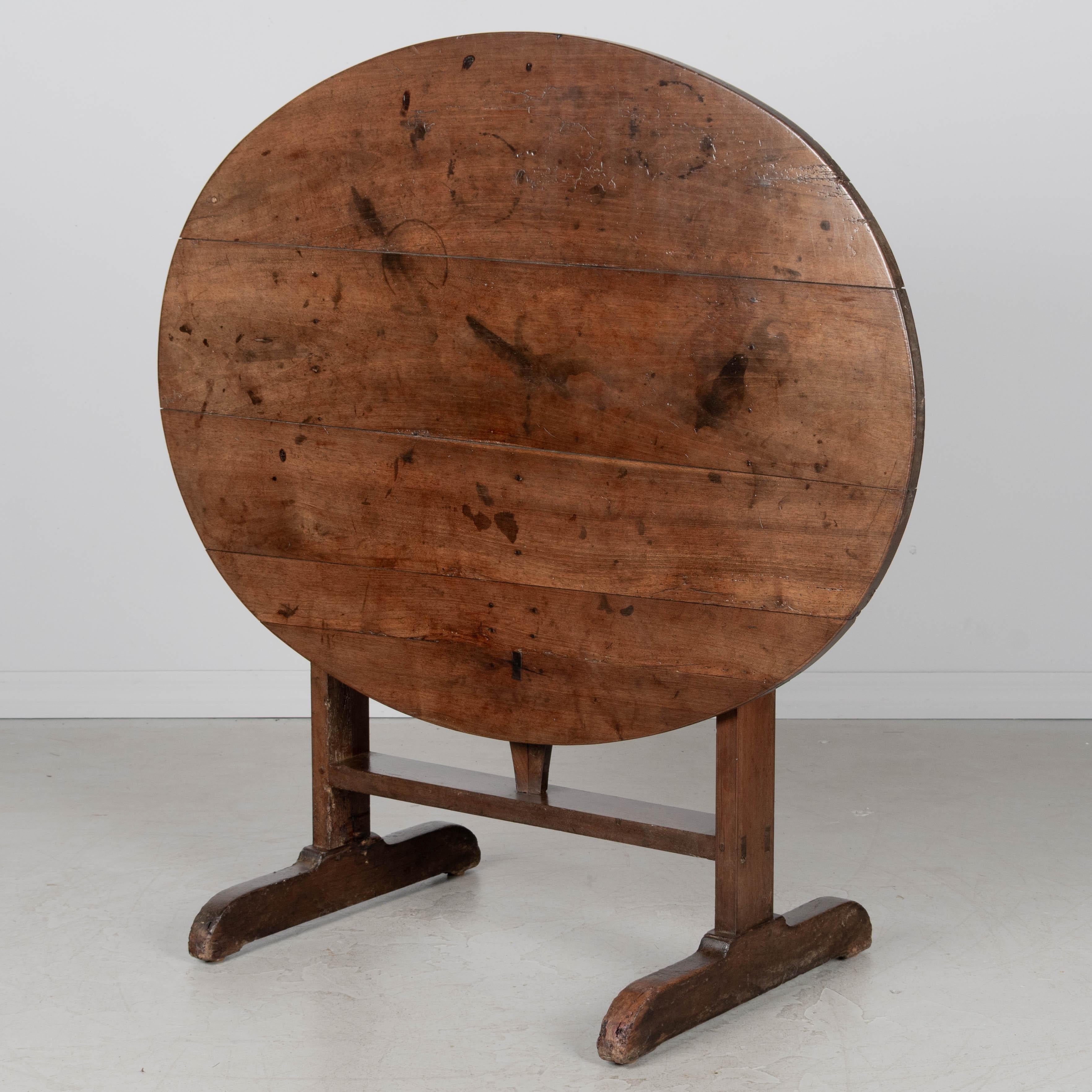 Country 19th Century French Tilt-Top Wine Tasting Table For Sale