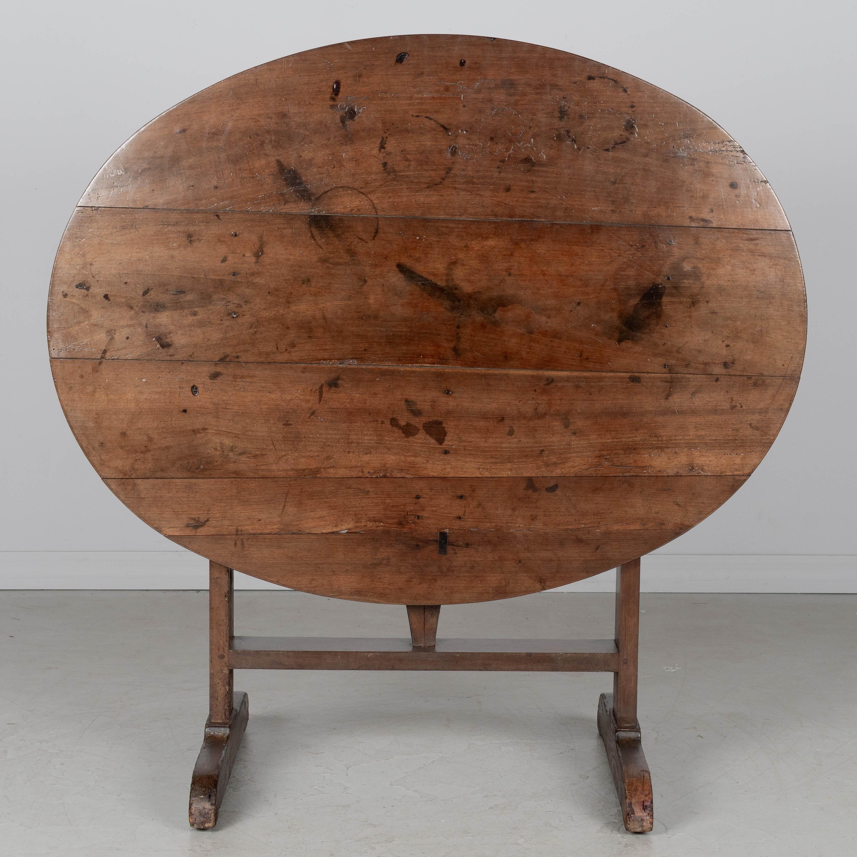 Hand-Crafted 19th Century French Tilt-Top Wine Tasting Table For Sale