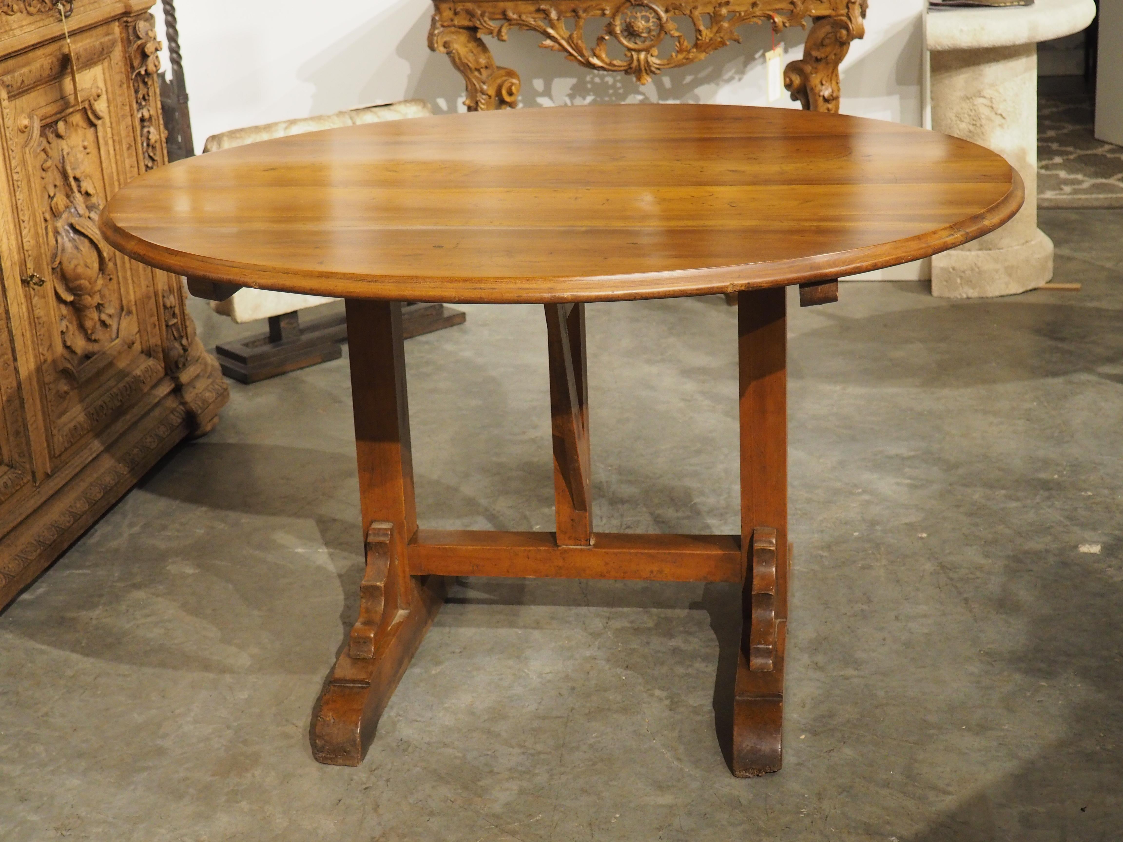 Wood 19th Century French Tilt-Top Wine Tasting Table in Carved Fruitwood For Sale