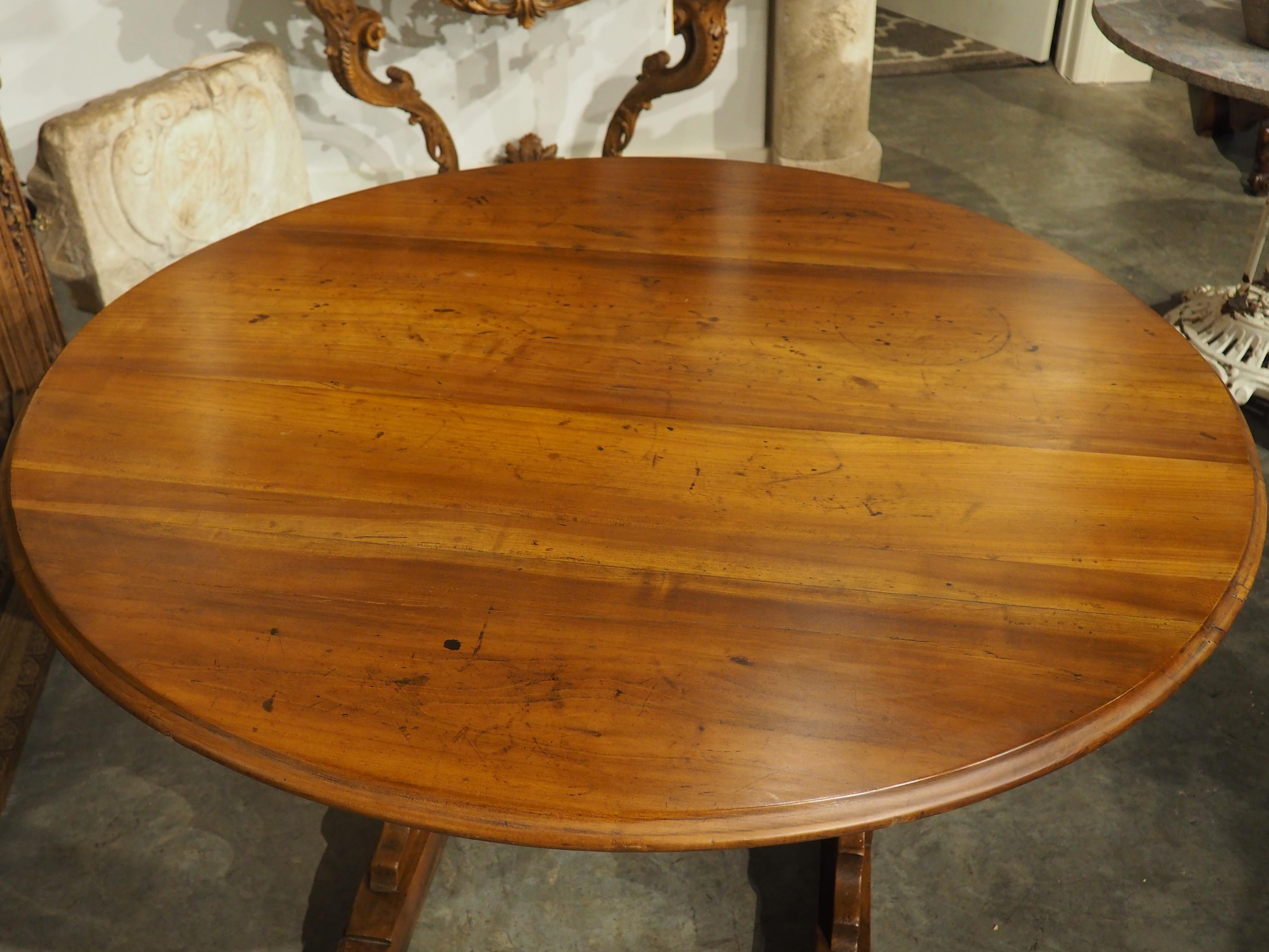 19th Century French Tilt-Top Wine Tasting Table in Carved Fruitwood For Sale 2