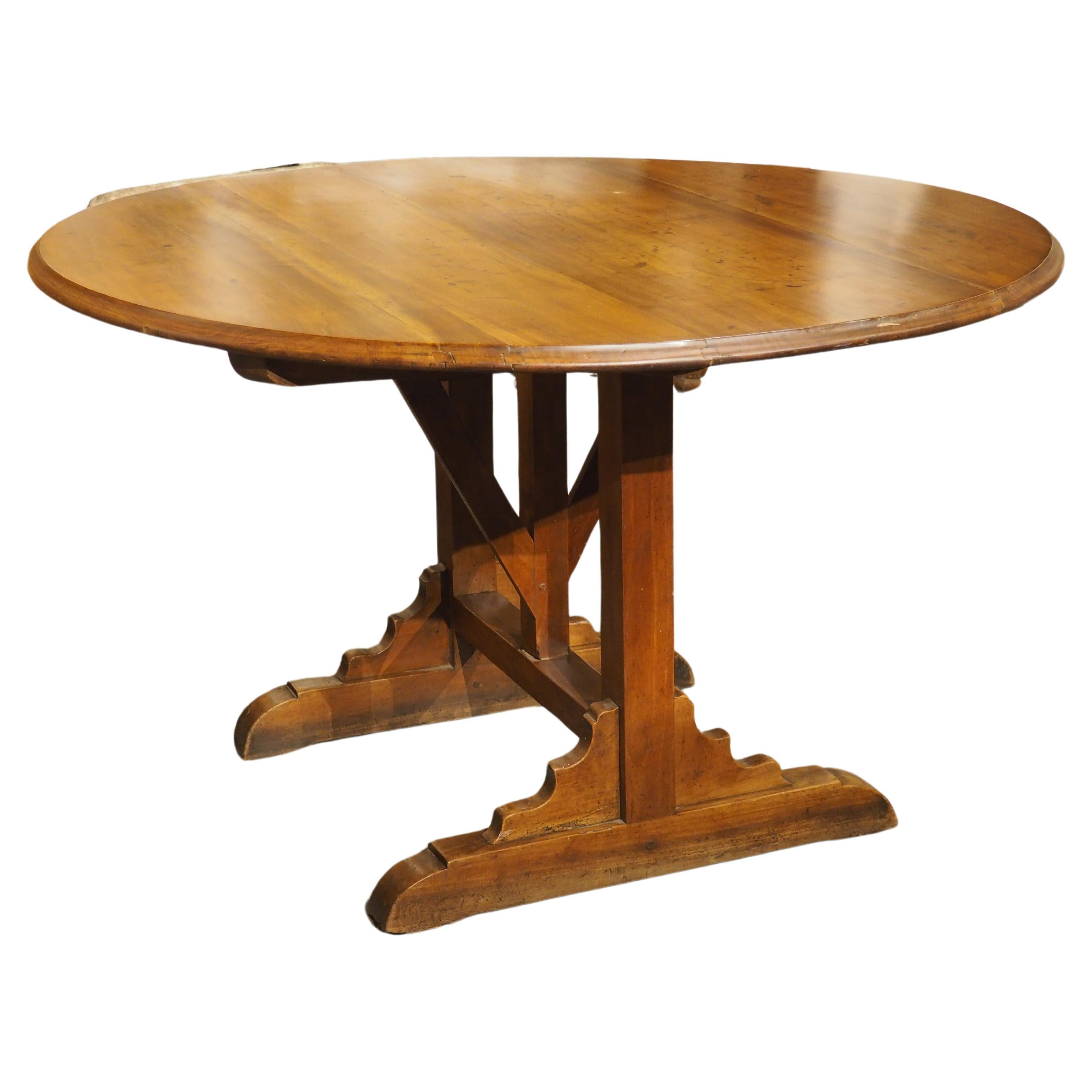 19th Century French Tilt-Top Wine Tasting Table in Carved Fruitwood For Sale