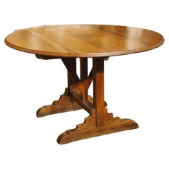 19th Century French Tilt-Top Wine Tasting Table in Carved Fruitwood