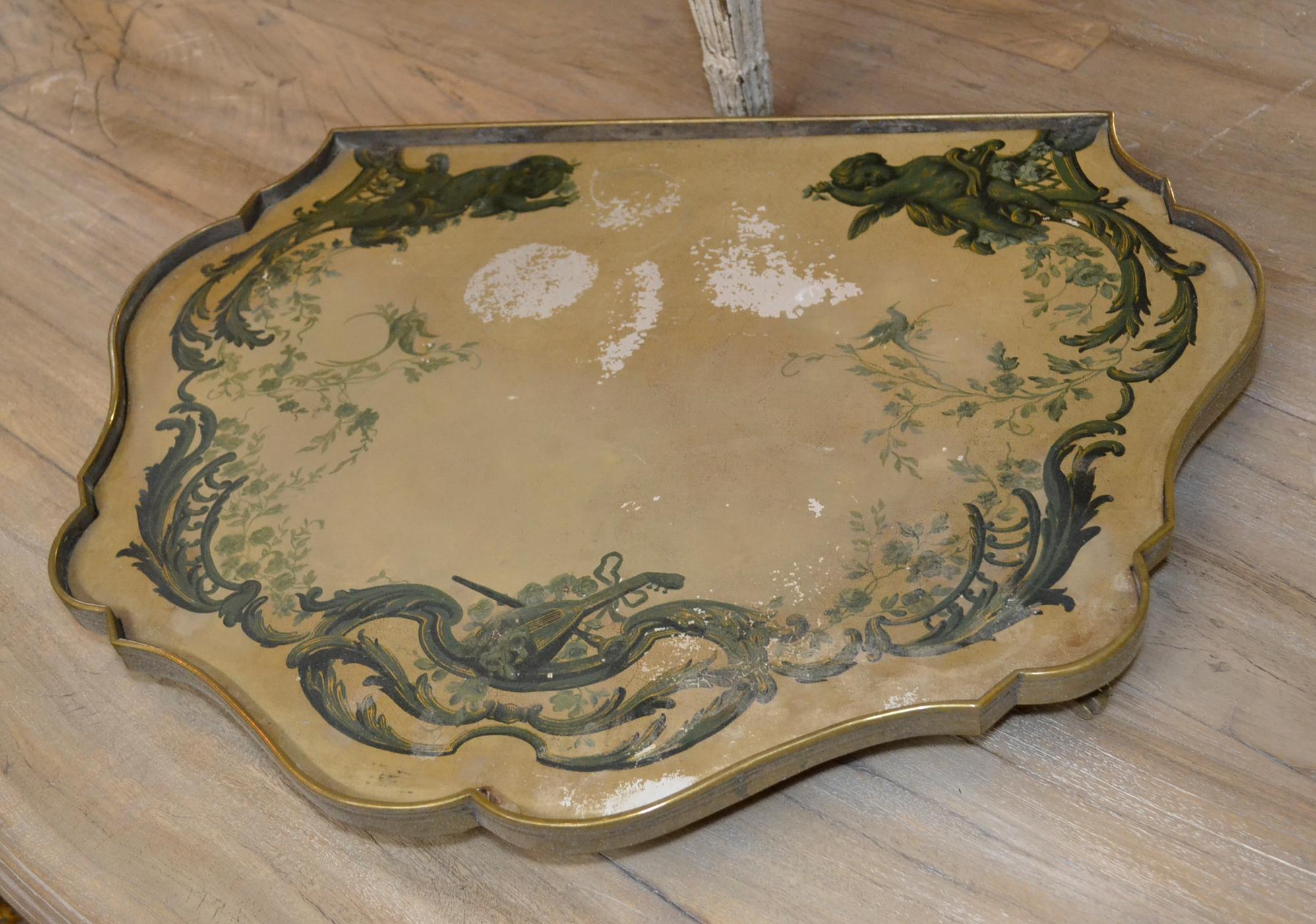 Charming 19th century French painted tole and bronze plateau.