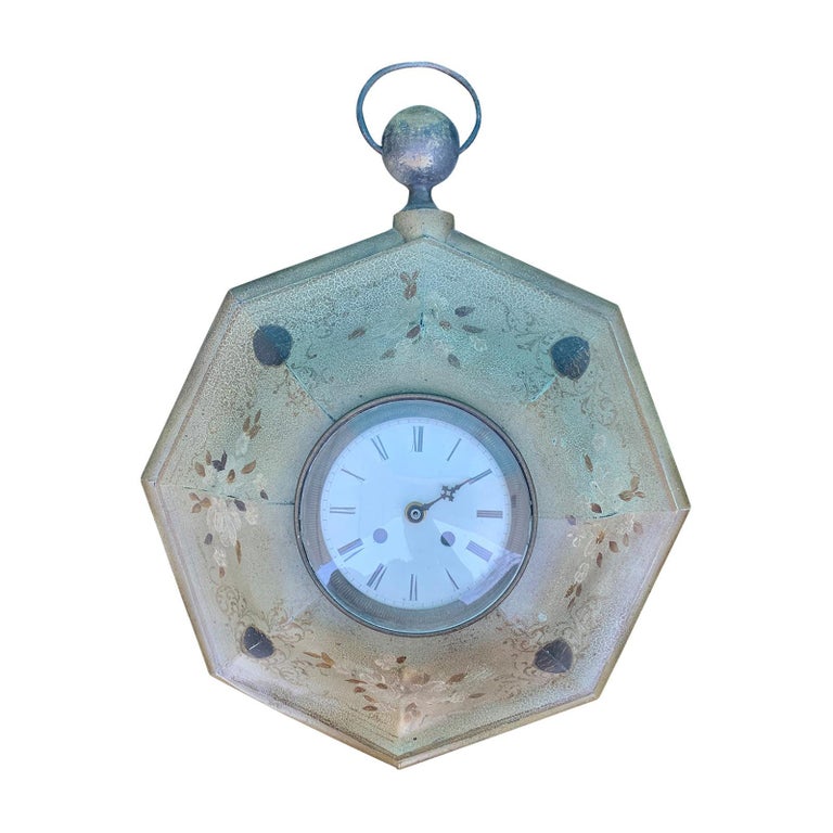 19th Century French Tole Clock For Sale