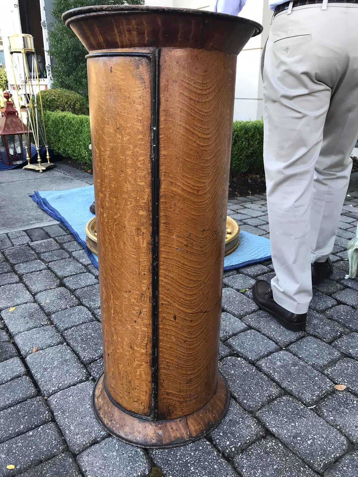 19th Century French Tole Faux Bois Column or Serviette/Plate Warmer In Good Condition For Sale In Atlanta, GA