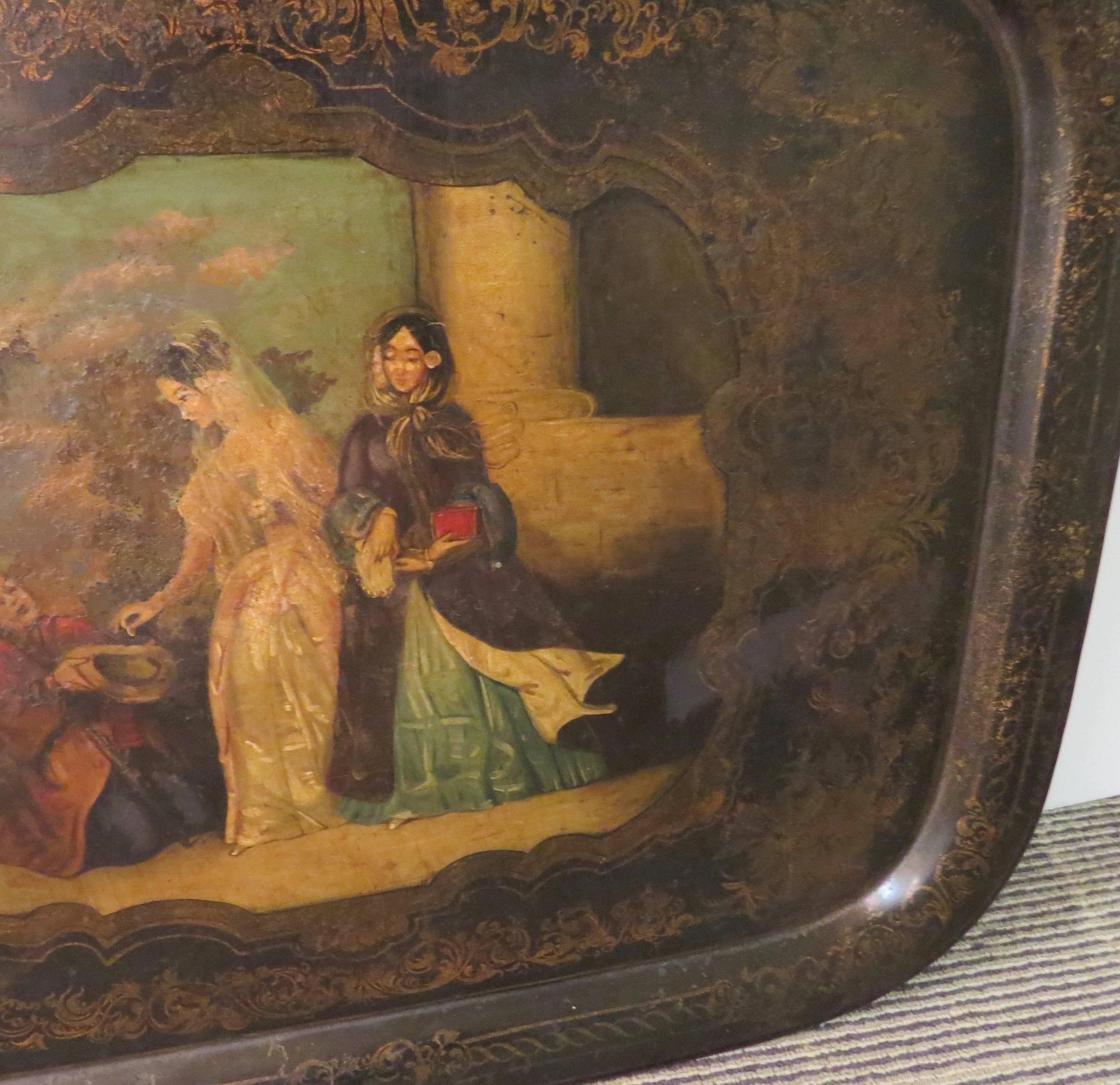 Metal 19th Century French Tole Tray For Sale
