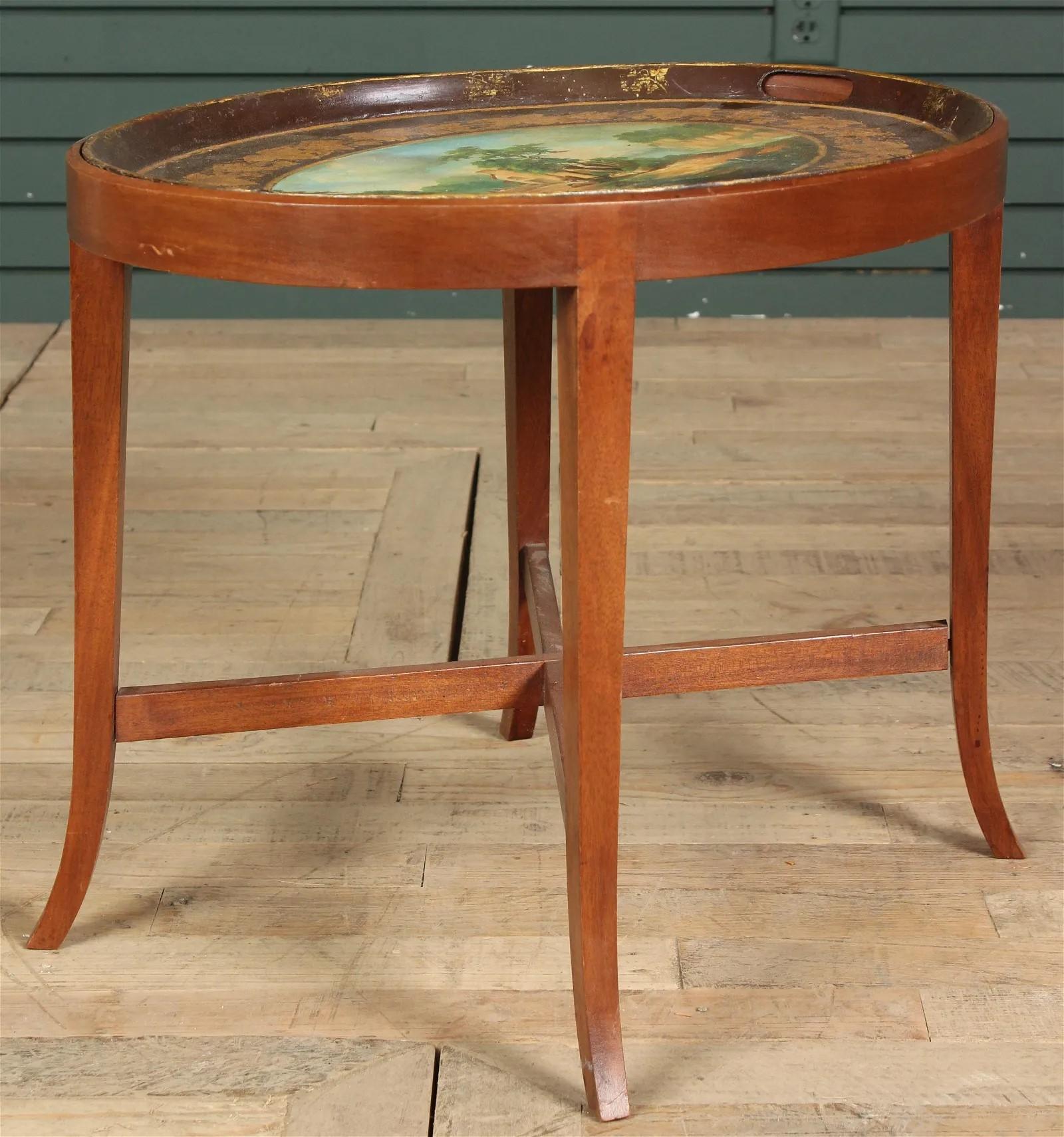 Neoclassical 19th Century French Tole Tray Table For Sale