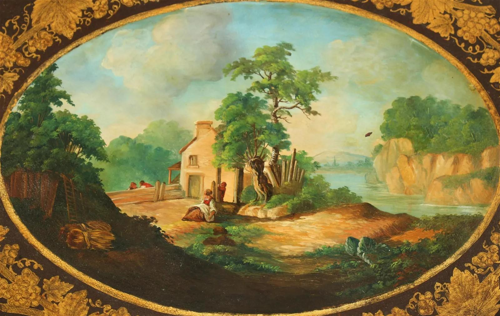 Peint à la main Table à plateau en tôle française du XIXe siècle en vente
