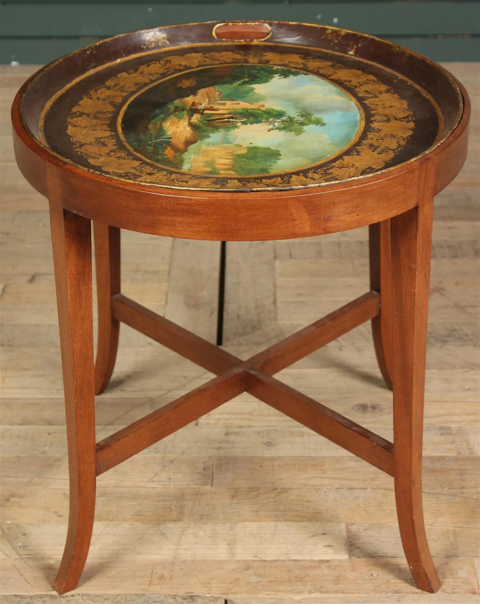 19th Century French Tole Tray Table For Sale 1