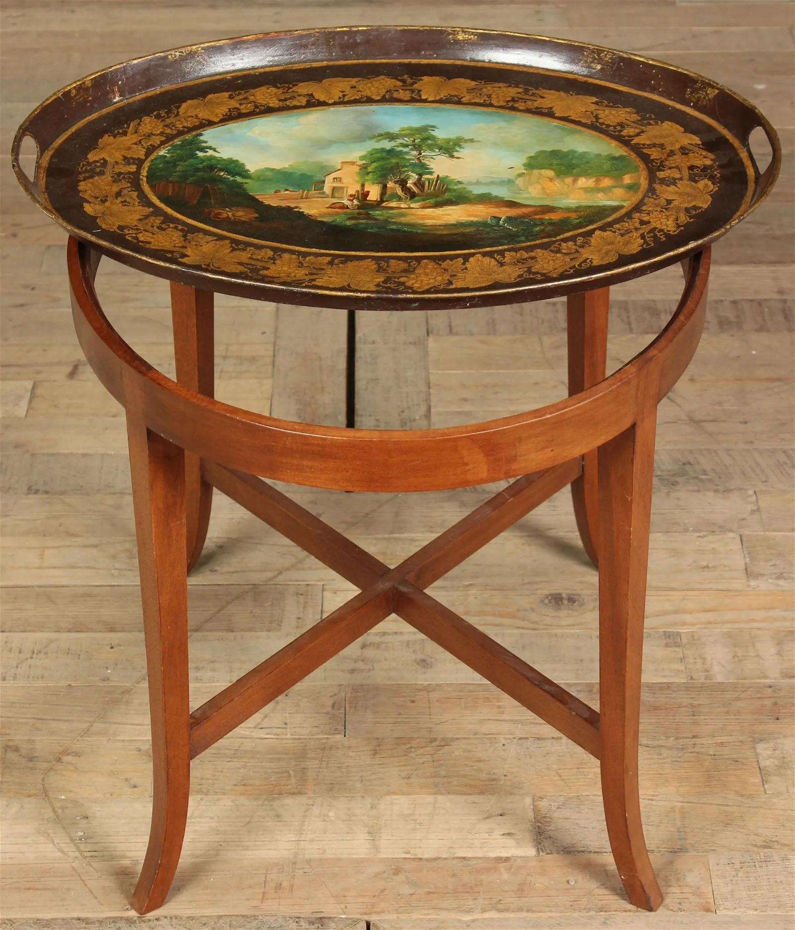 19th Century French Tole Tray Table For Sale 2