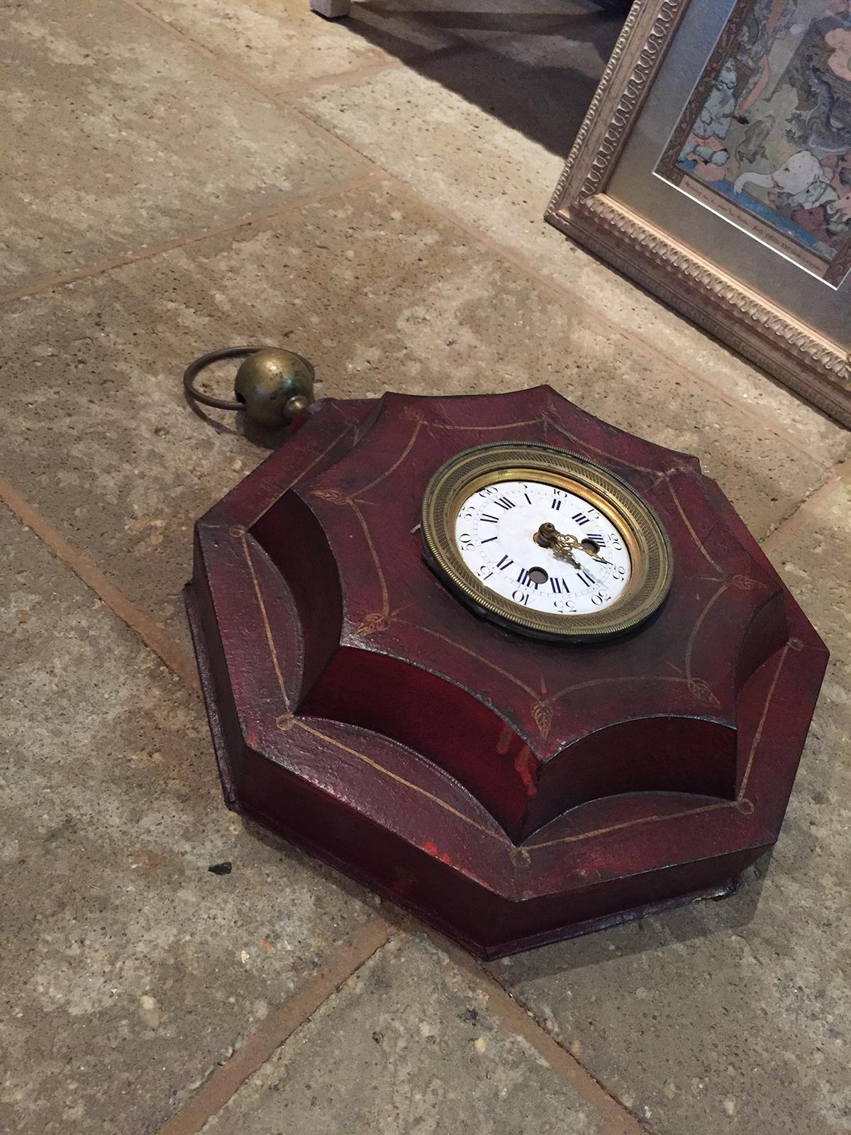 19th Century French Tole Wall Clock In Good Condition In Atlanta, GA