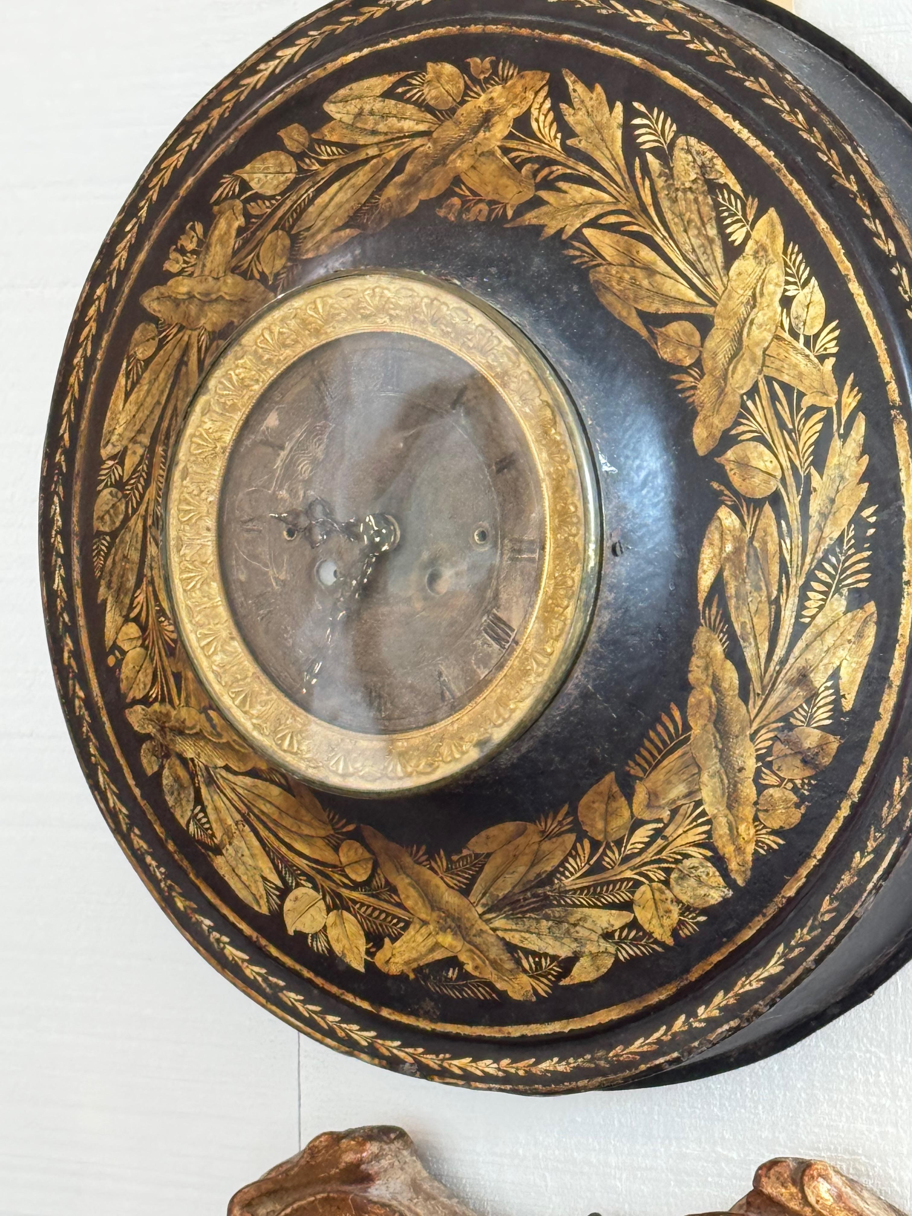 19th Century French Tôle Wall Clock In Good Condition For Sale In Charlottesville, VA