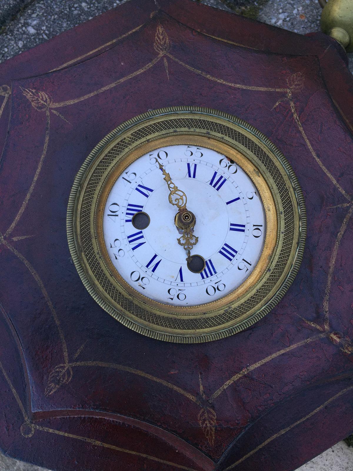 19th Century French Tole Wall Clock 2