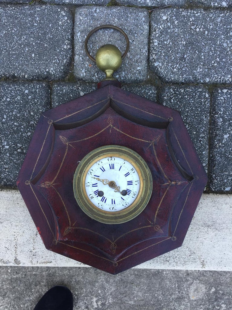 19th Century French Tole Wall Clock For Sale 5