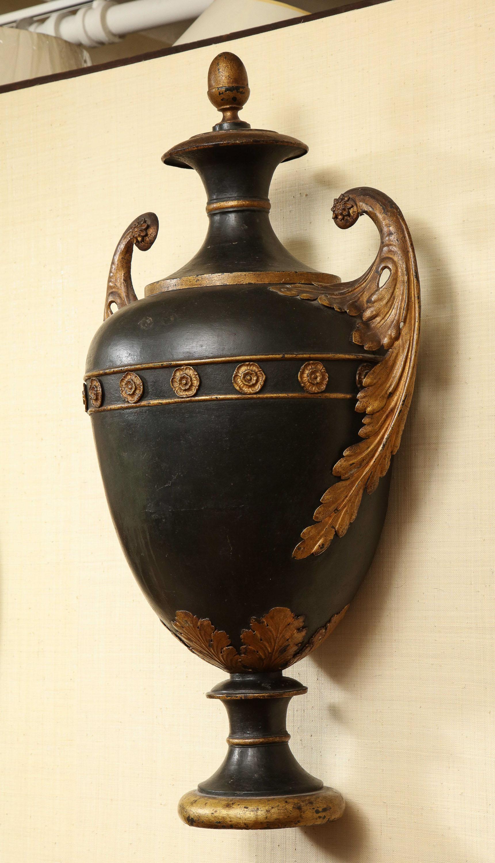 19th Century French, Tole, Wall Hanging Urn For Sale 6
