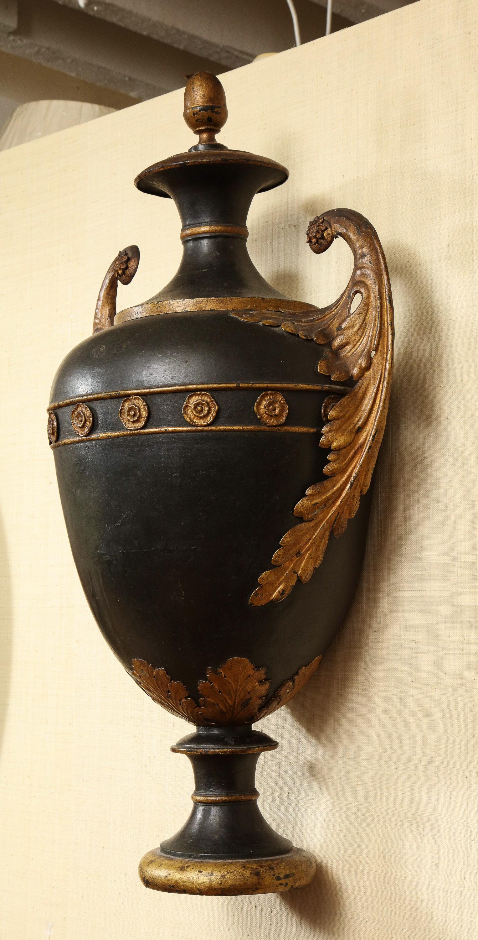 19th Century French, Tole, Wall Hanging Urn For Sale 7
