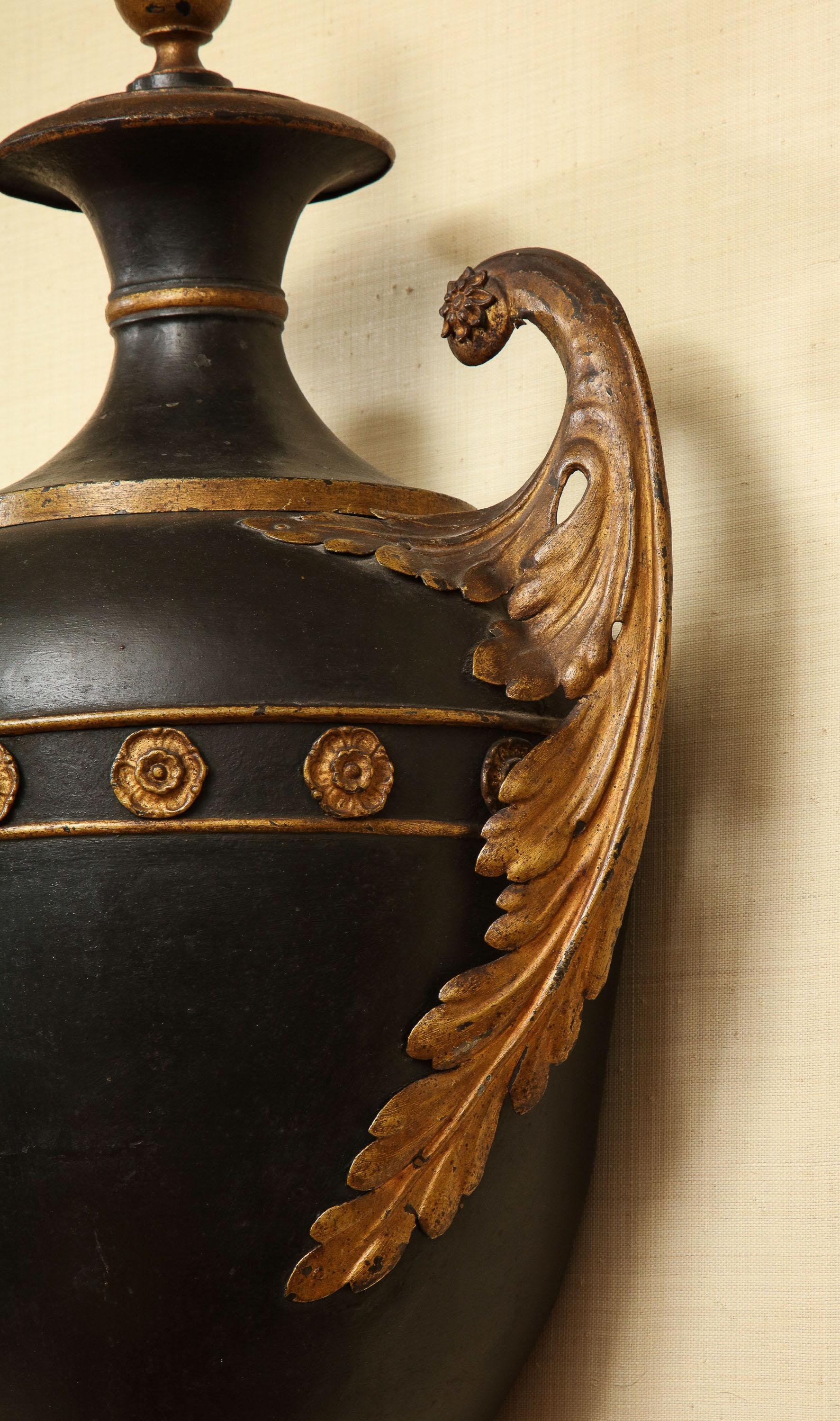 19th Century French, Tole, Wall Hanging Urn For Sale 8