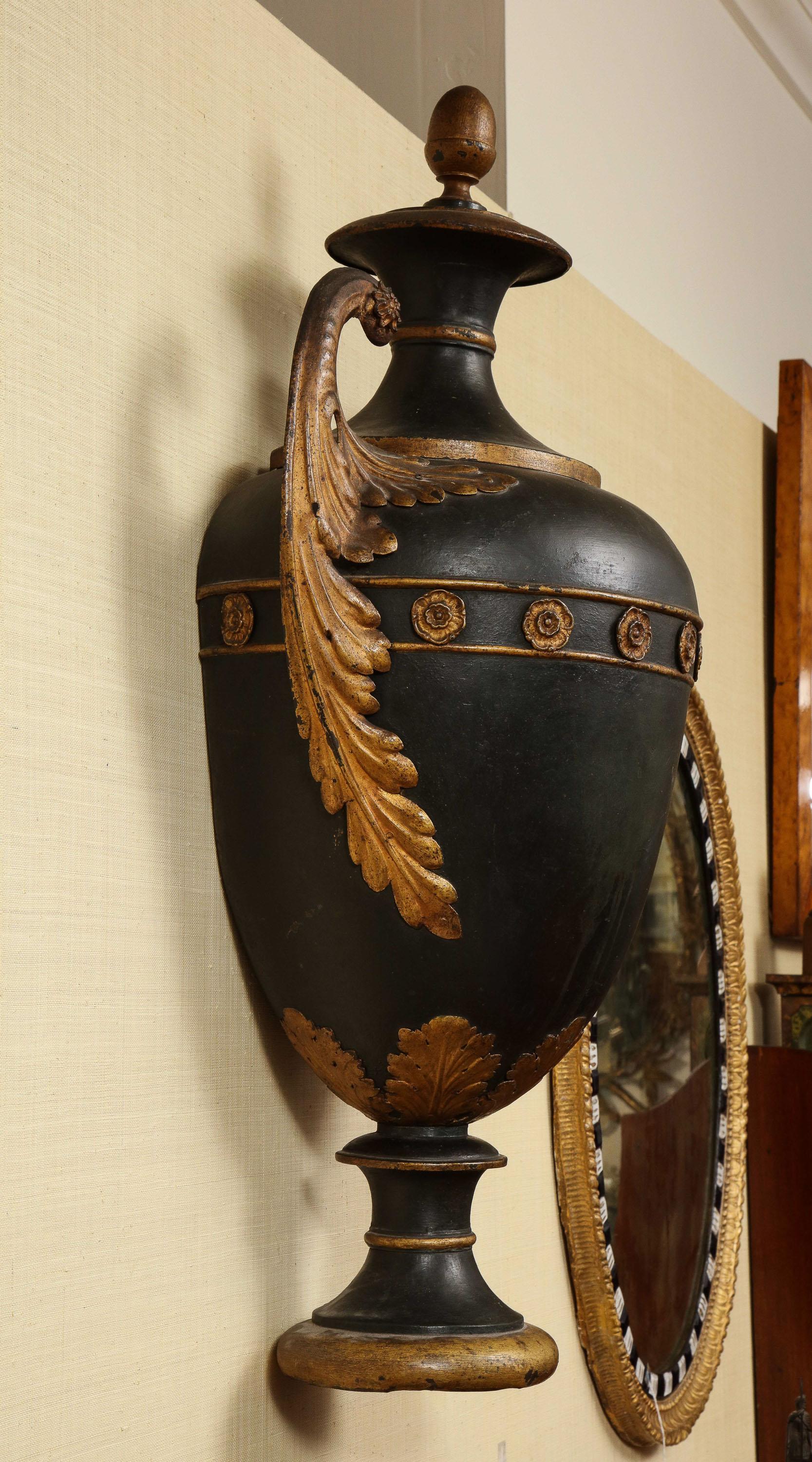 19th Century French, Tole, Wall Hanging Urn For Sale 10