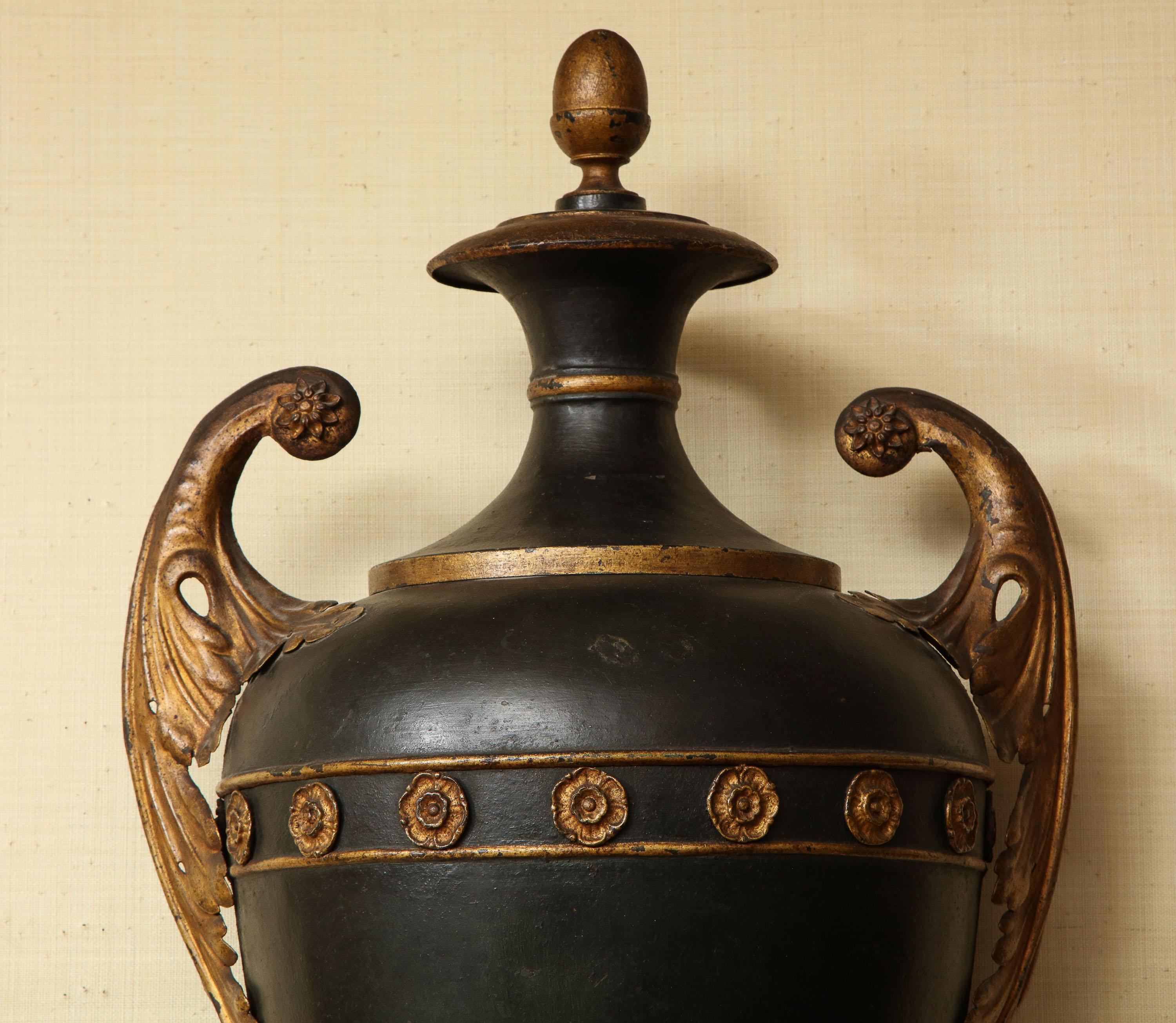 19th Century French, Tole, Wall Hanging Urn In Good Condition For Sale In New York, NY