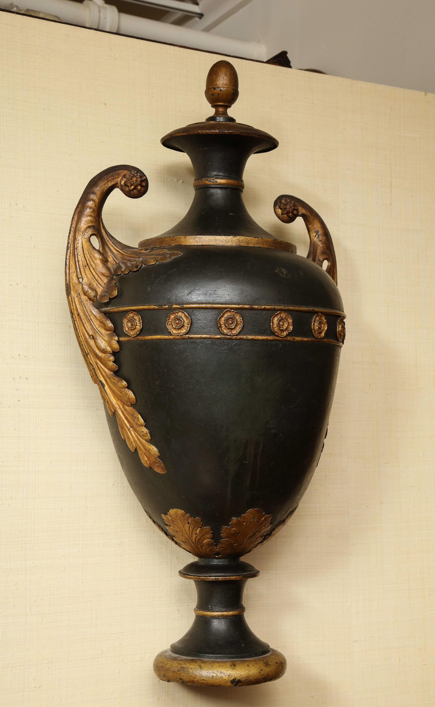 Metal 19th Century French, Tole, Wall Hanging Urn For Sale