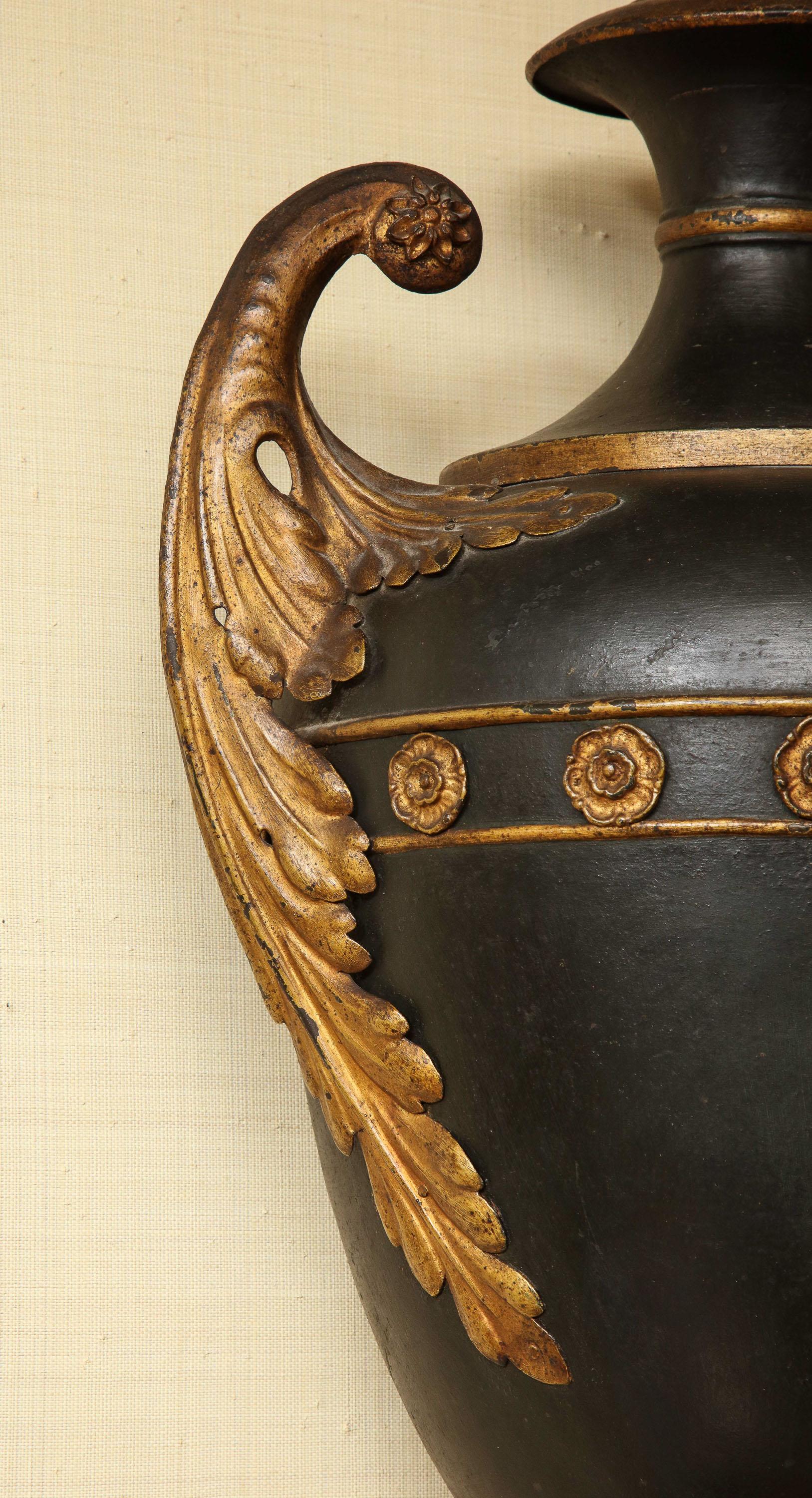 19th Century French, Tole, Wall Hanging Urn For Sale 1