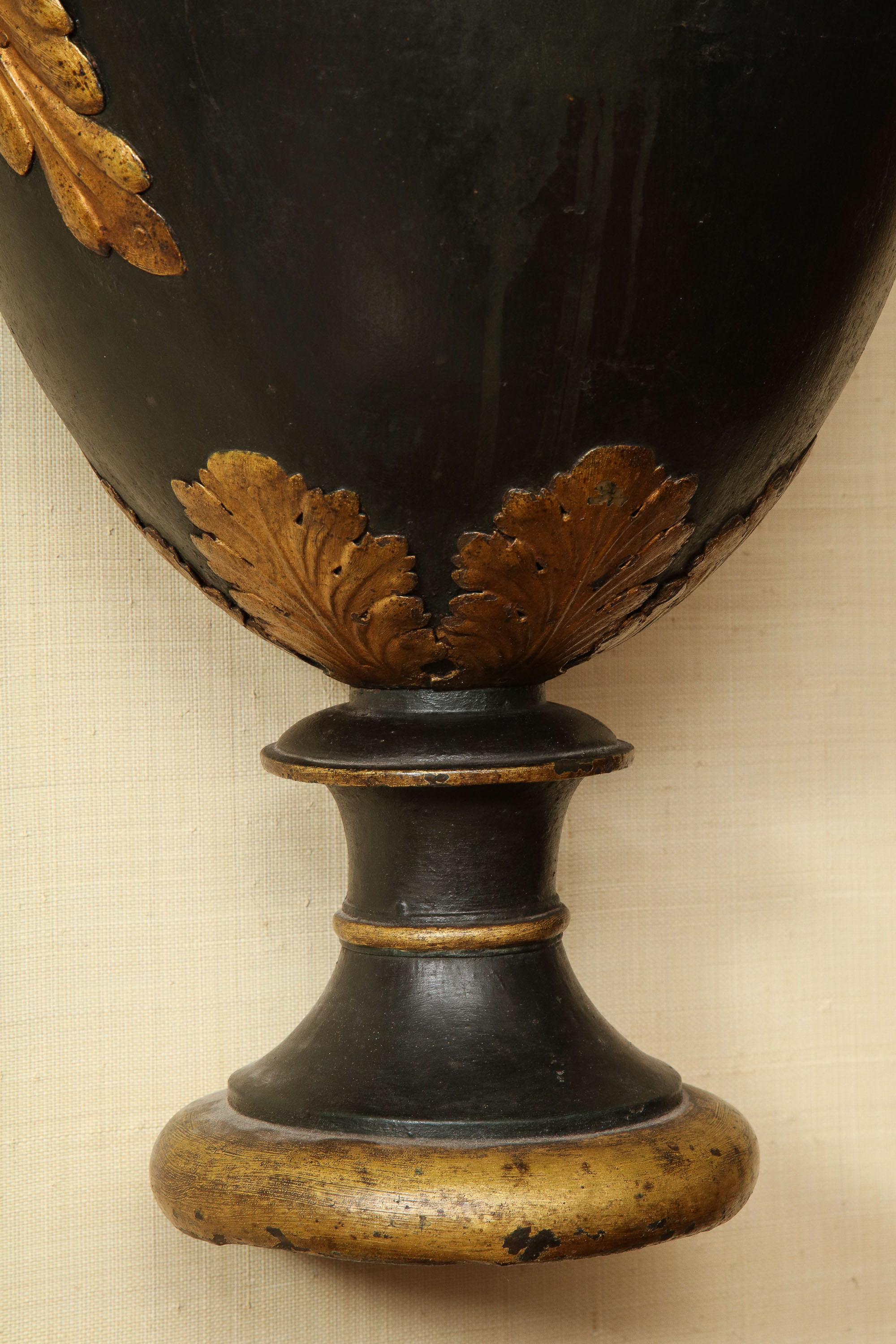 19th Century French, Tole, Wall Hanging Urn For Sale 2