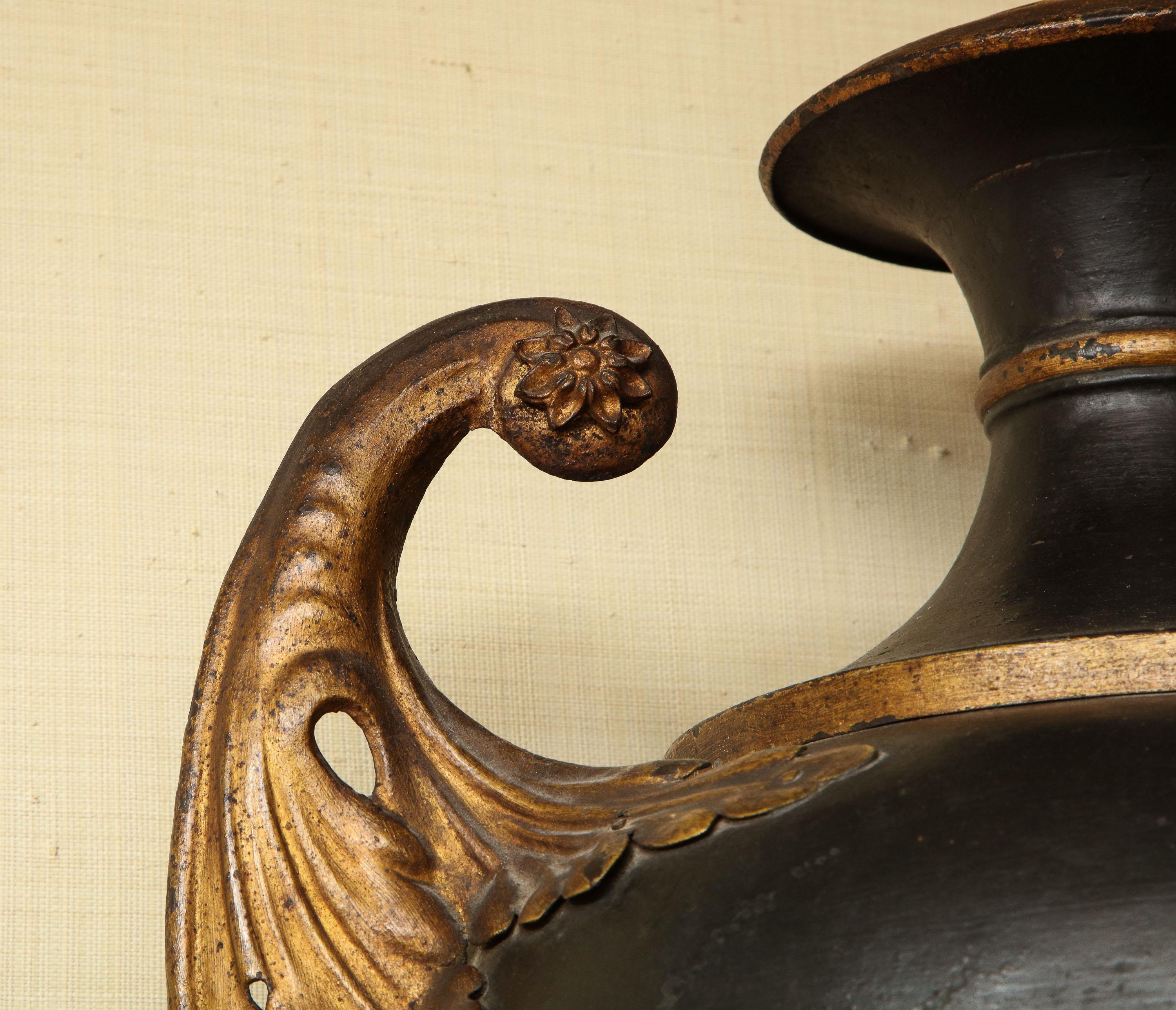 19th Century French, Tole, Wall Hanging Urn For Sale 4