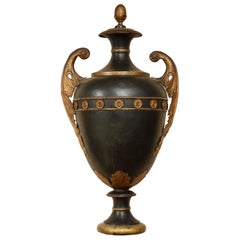 19th Century French, Tole, Wall Hanging Urn
