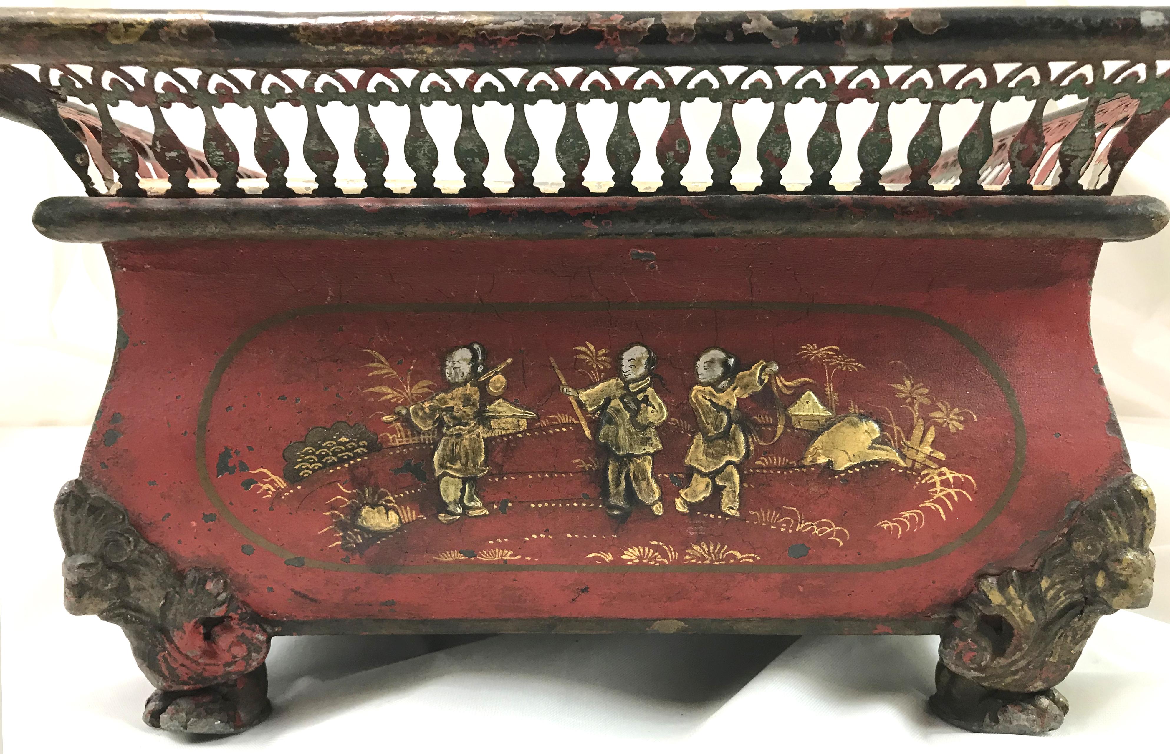 19th Century French Tole Wine Caddy with Chinese Decoration 5