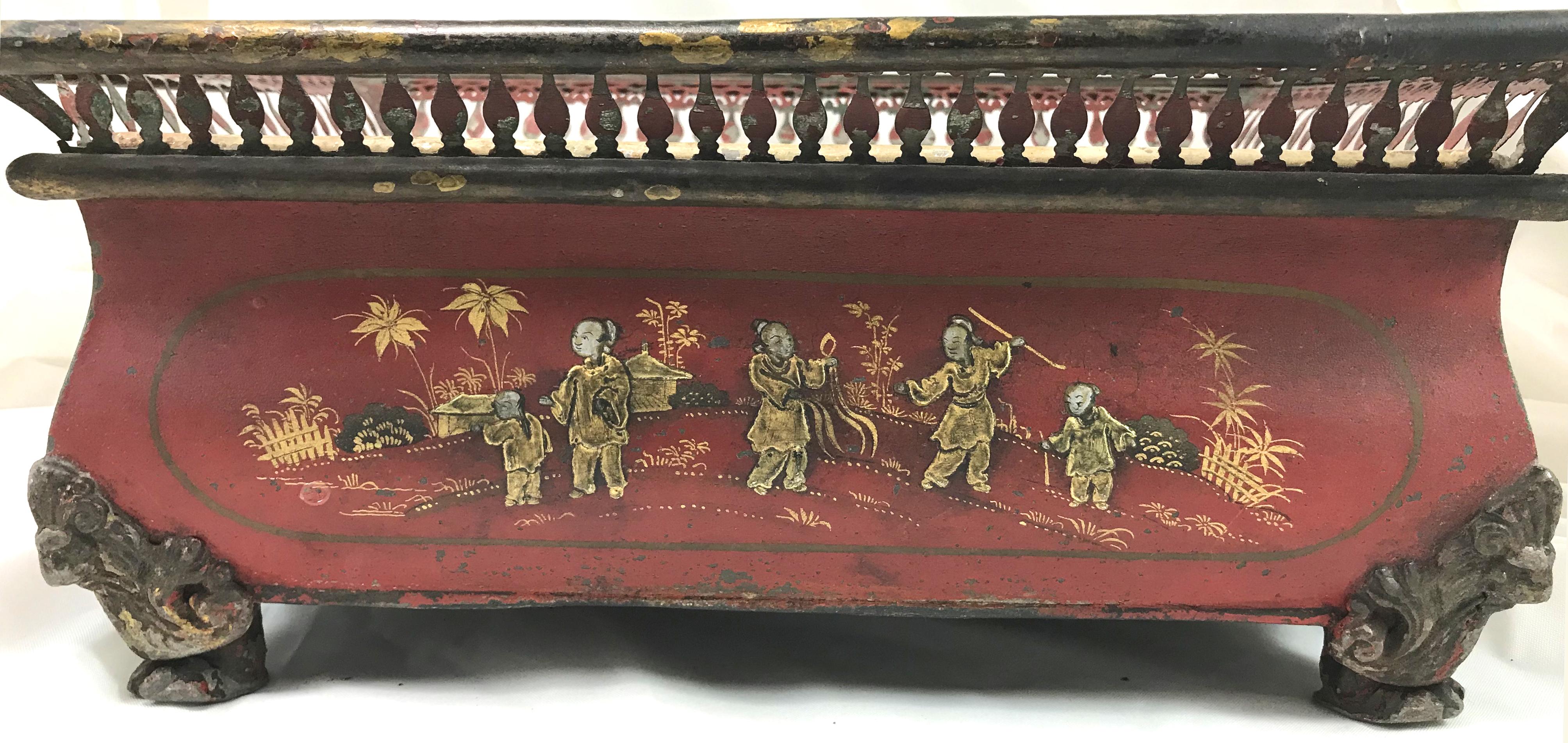 19th Century French Tole Wine Caddy with Chinese Decoration 6