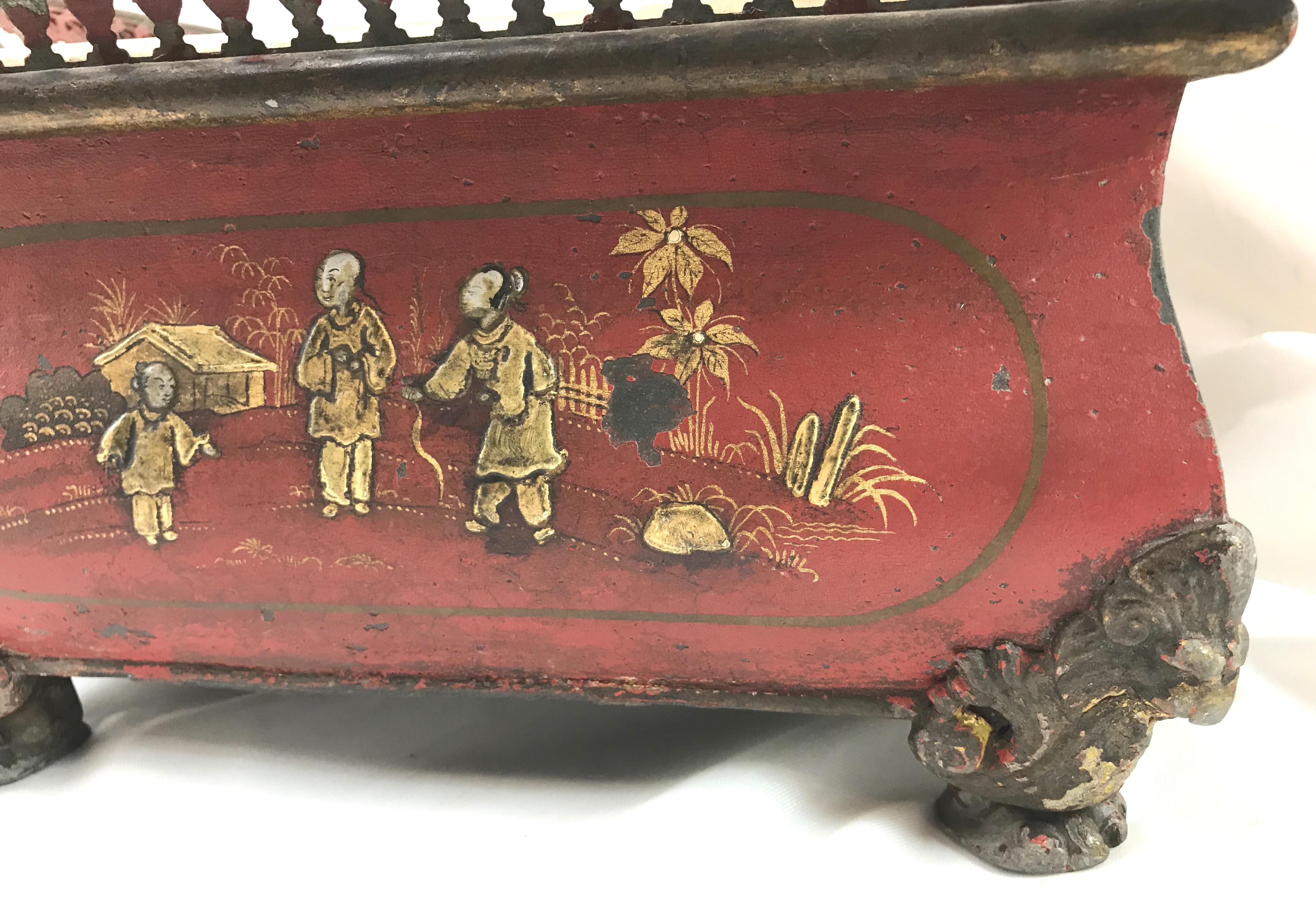19th Century French Tole Wine Caddy with Chinese Decoration 2