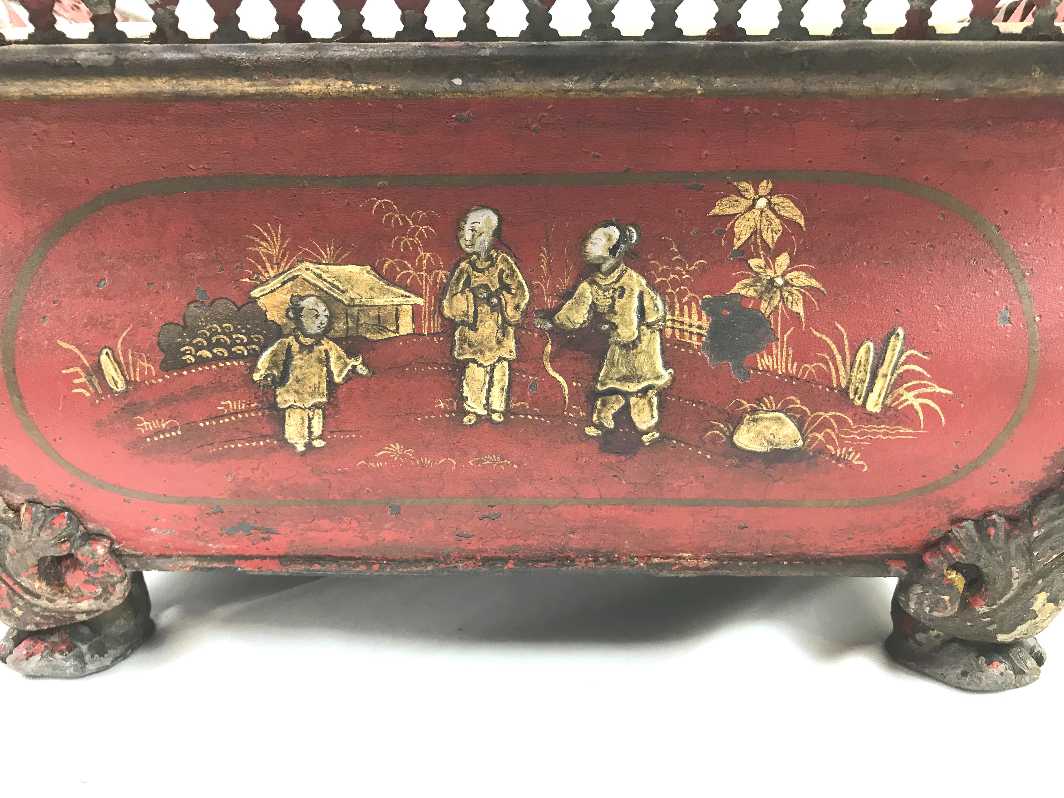 19th Century French Tole Wine Caddy with Chinese Decoration 3