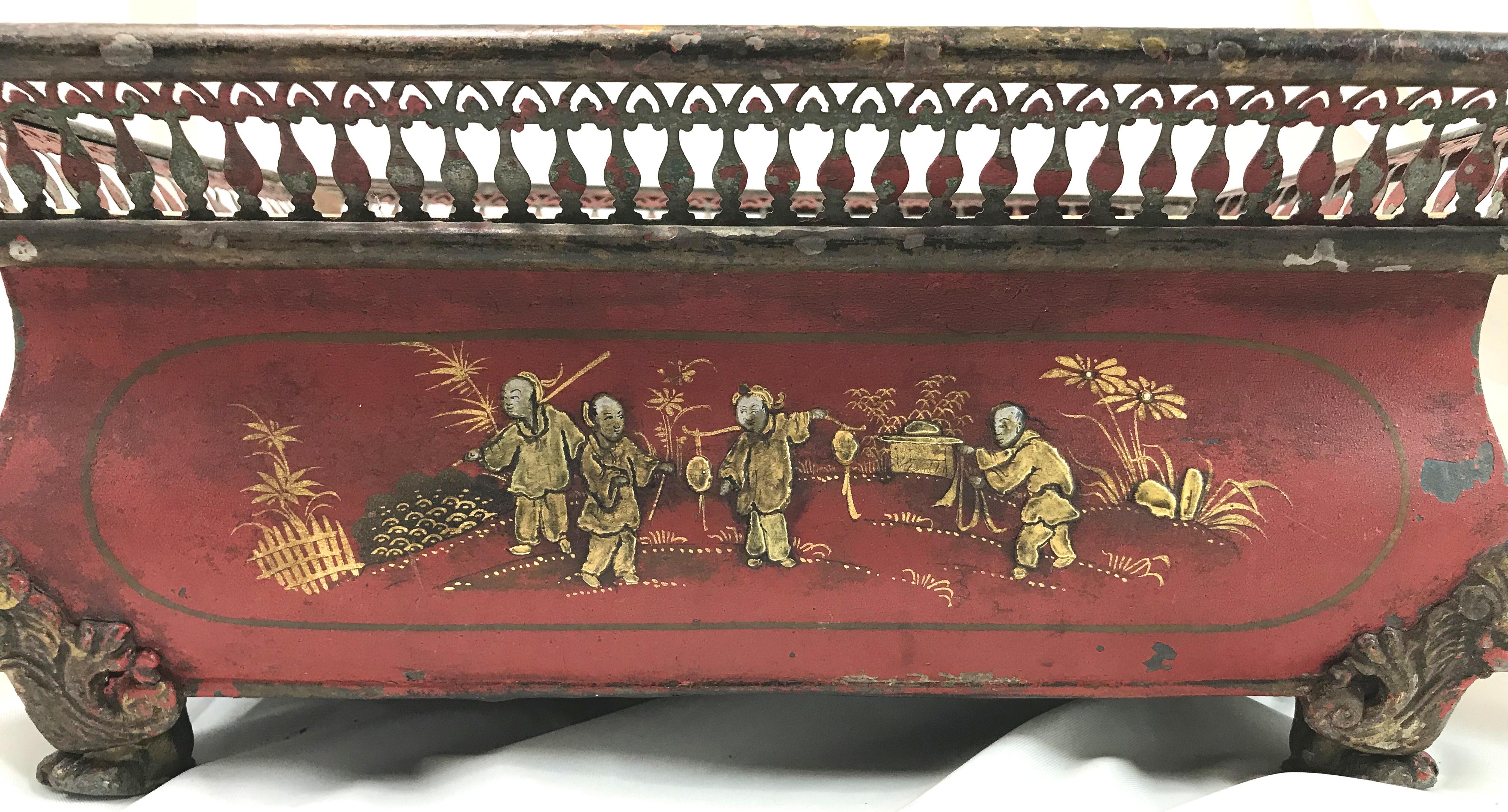 19th Century French Tole Wine Caddy with Chinese Decoration 4