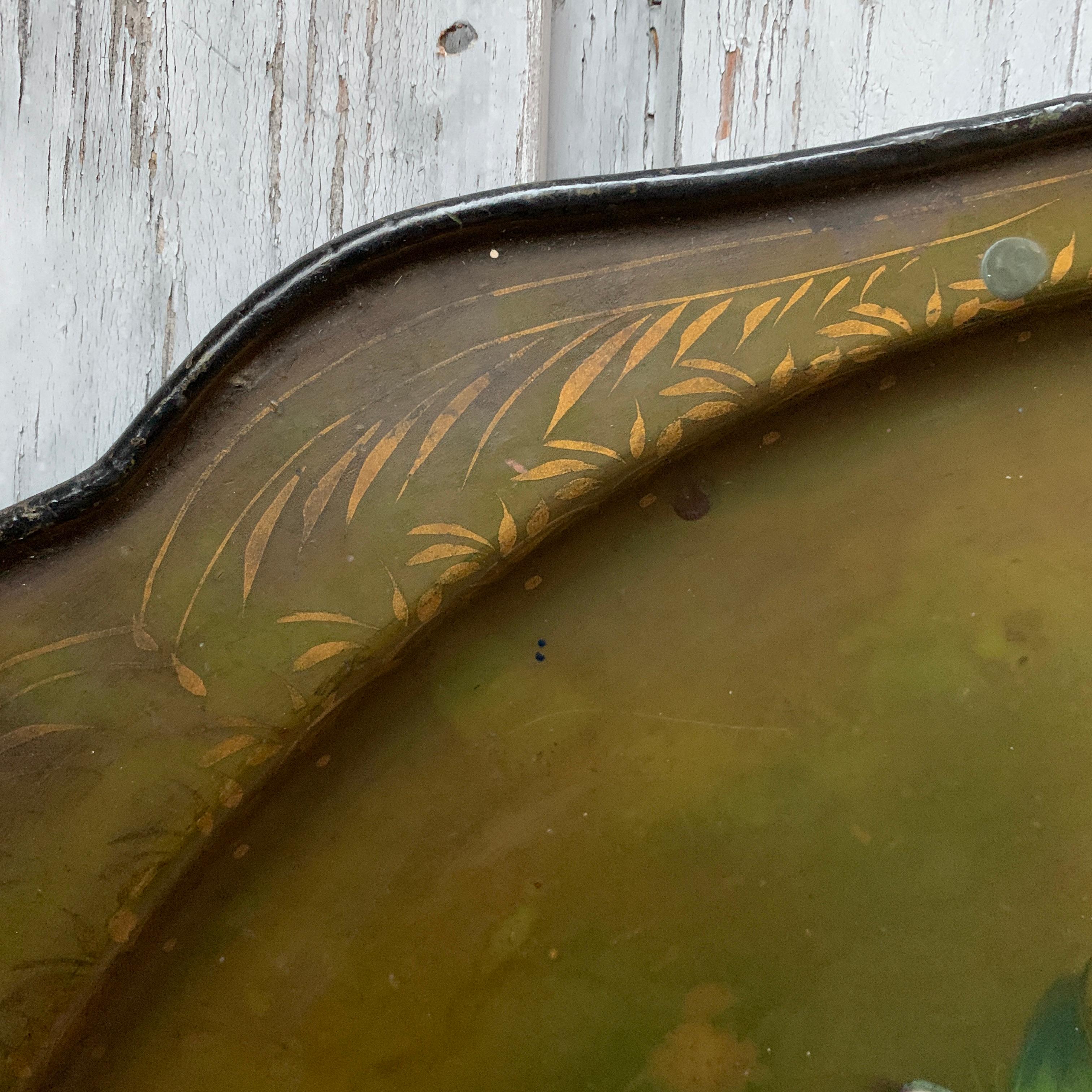 19th Century French Toleware Painted Tray For Sale 3