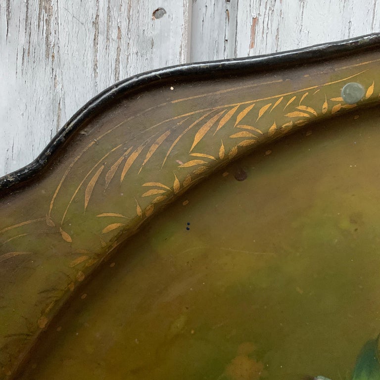 19th Century French Toleware Painted Tray For Sale 6