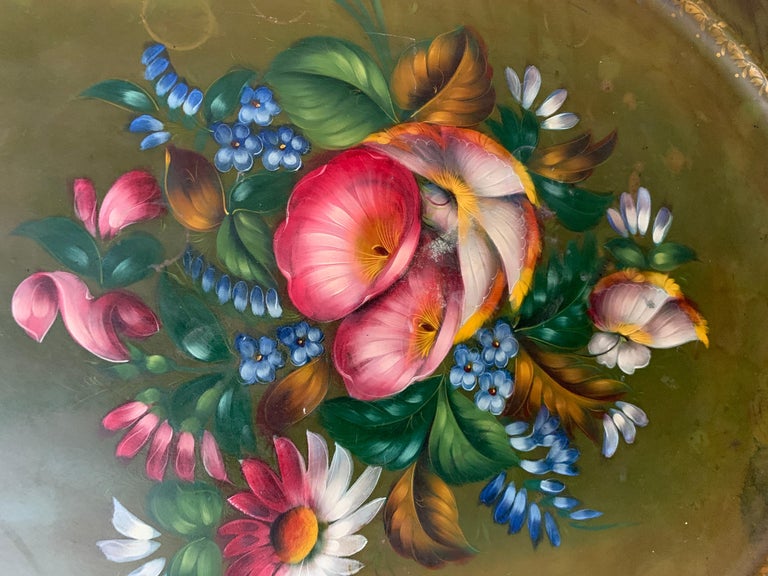 19th Century French Toleware Painted Tray For Sale 2