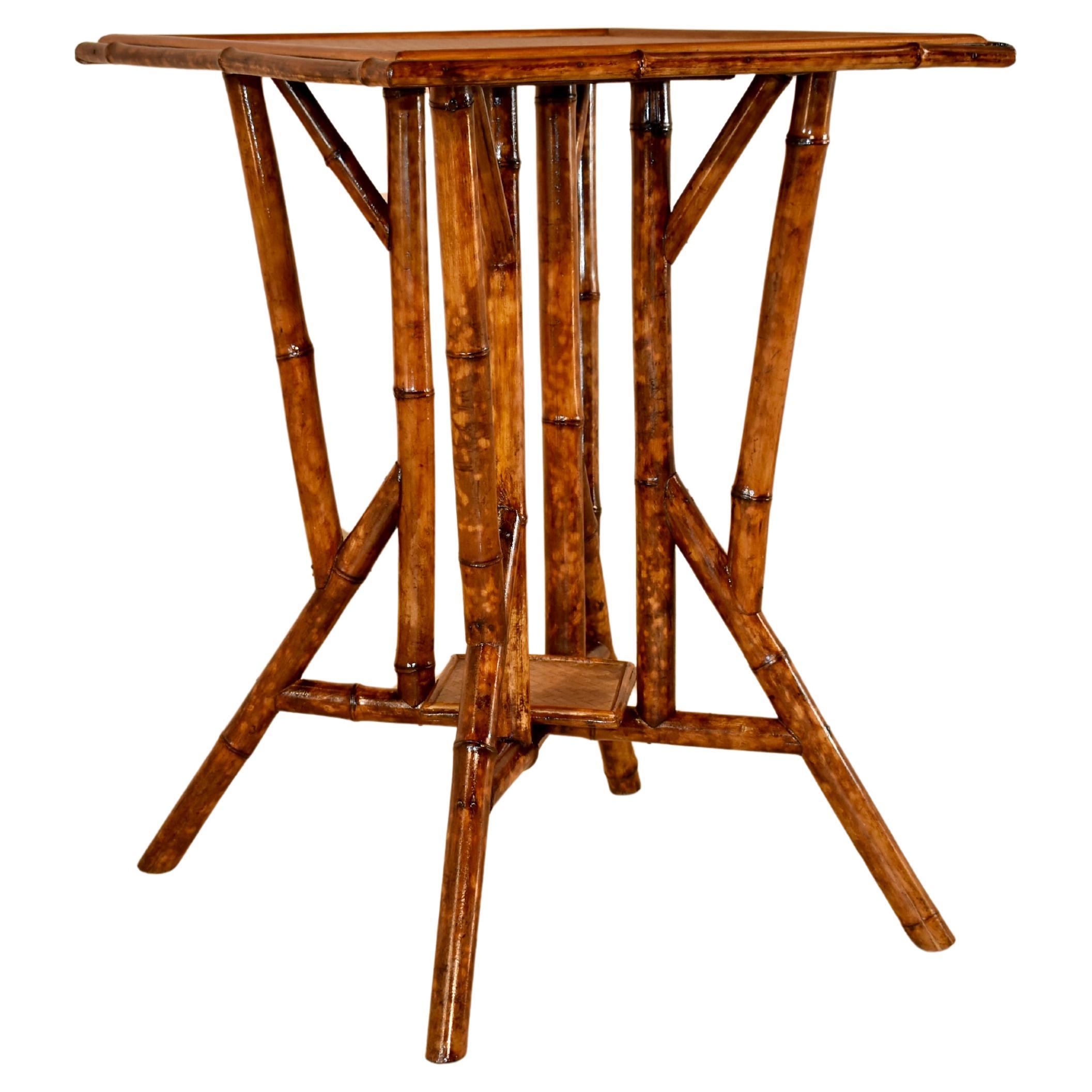 19th Century French Tortoise Bamboo Side Table For Sale