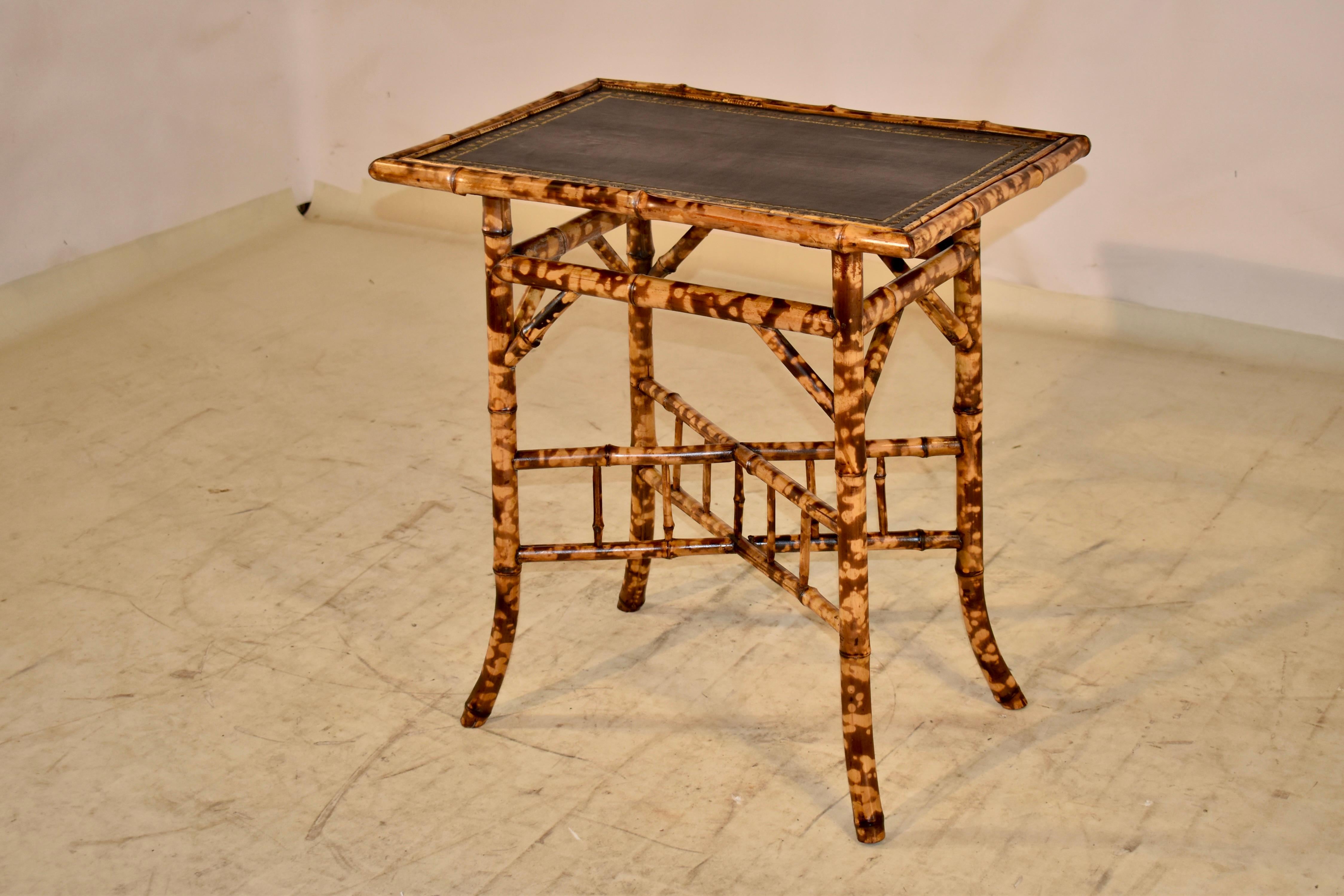 Leather 19th Century French Tortoise Bamboo Table