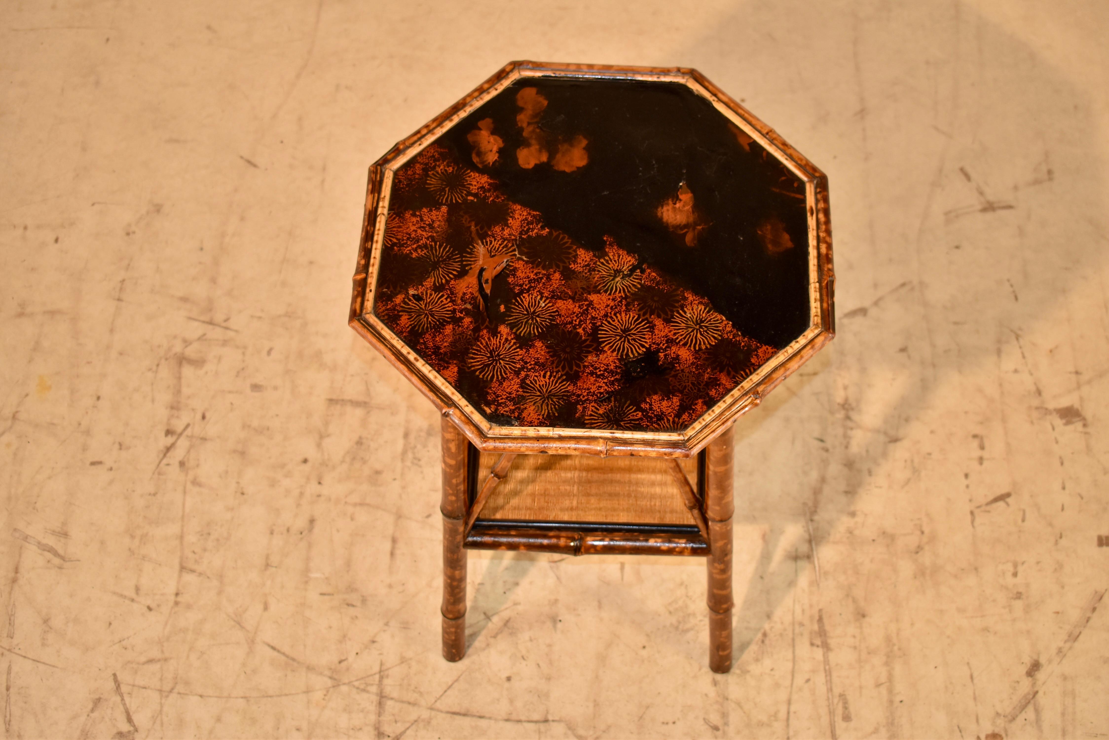 Table française du 19ème siècle en bambou torsadé avec plateau Chinoiserie en vente 2