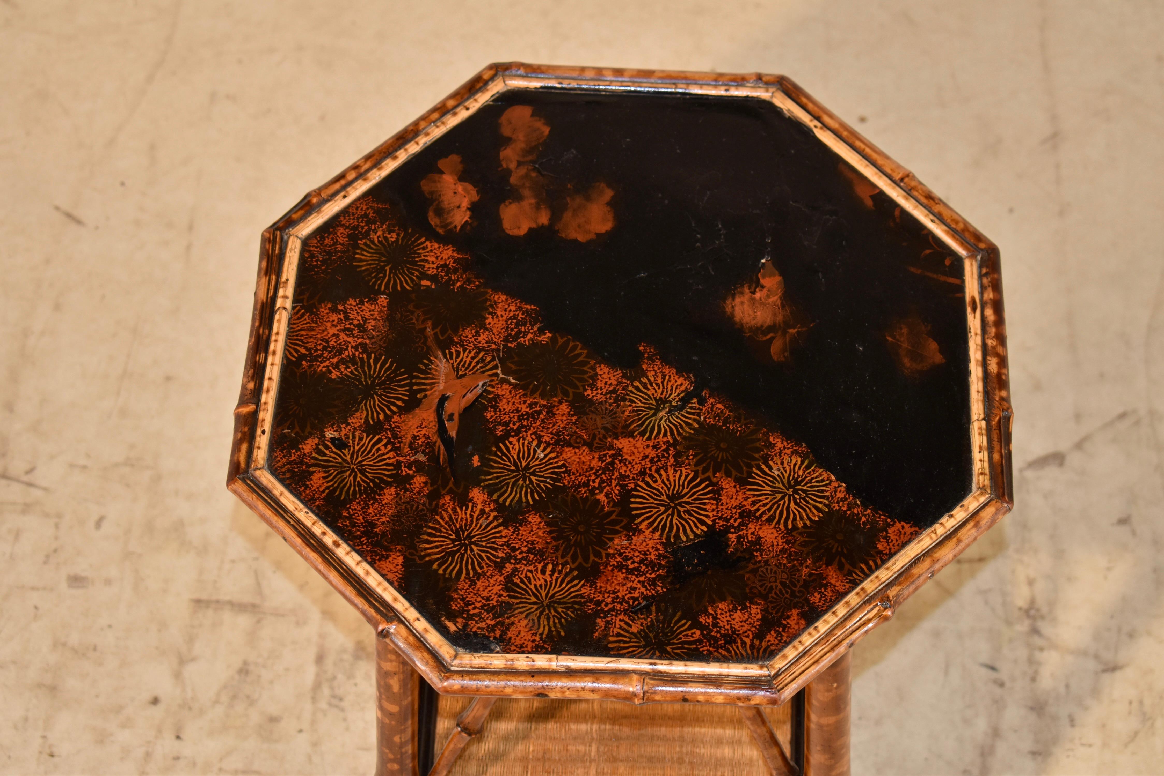 Table française du 19ème siècle en bambou torsadé avec plateau Chinoiserie en vente 3