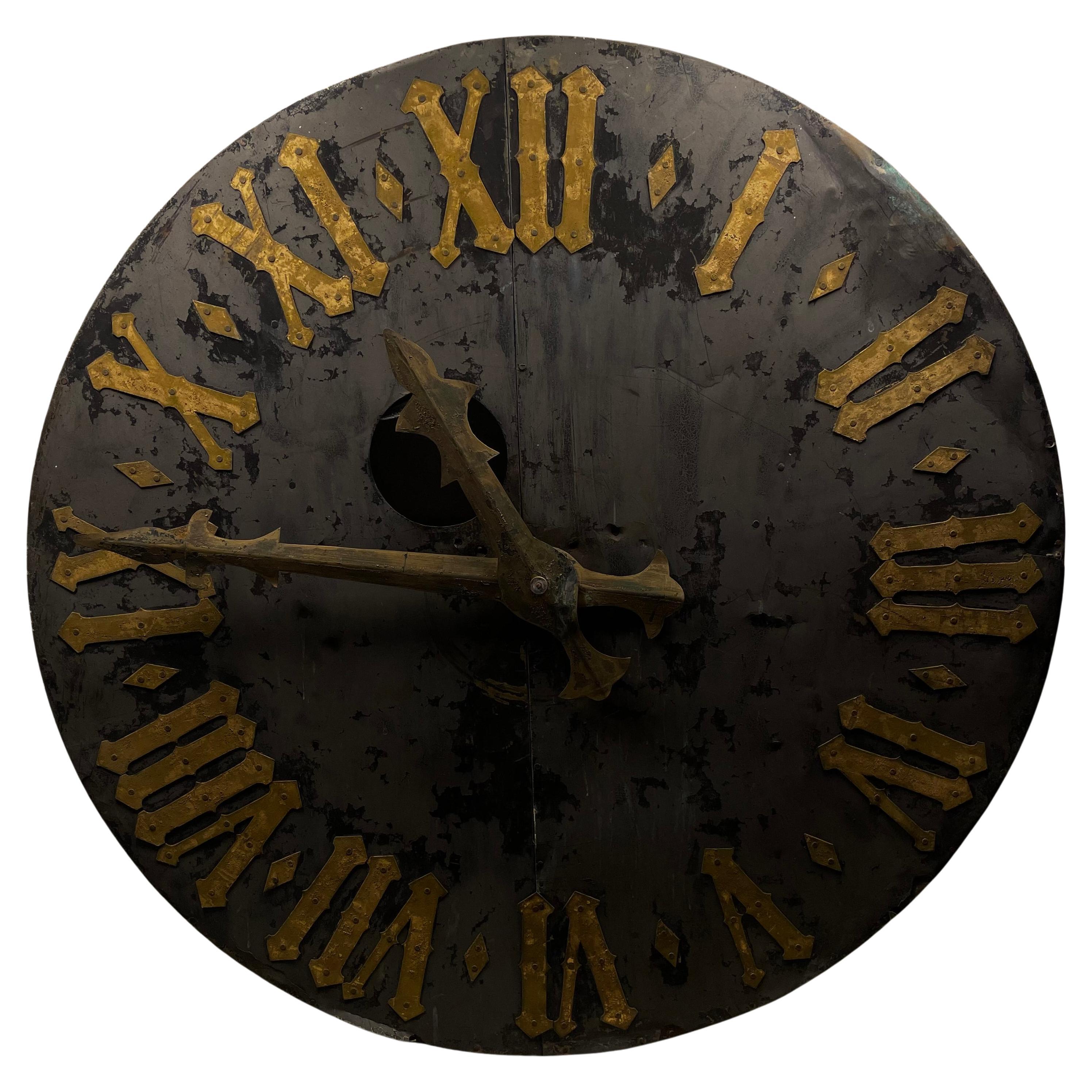19th century French tower clock face  For Sale