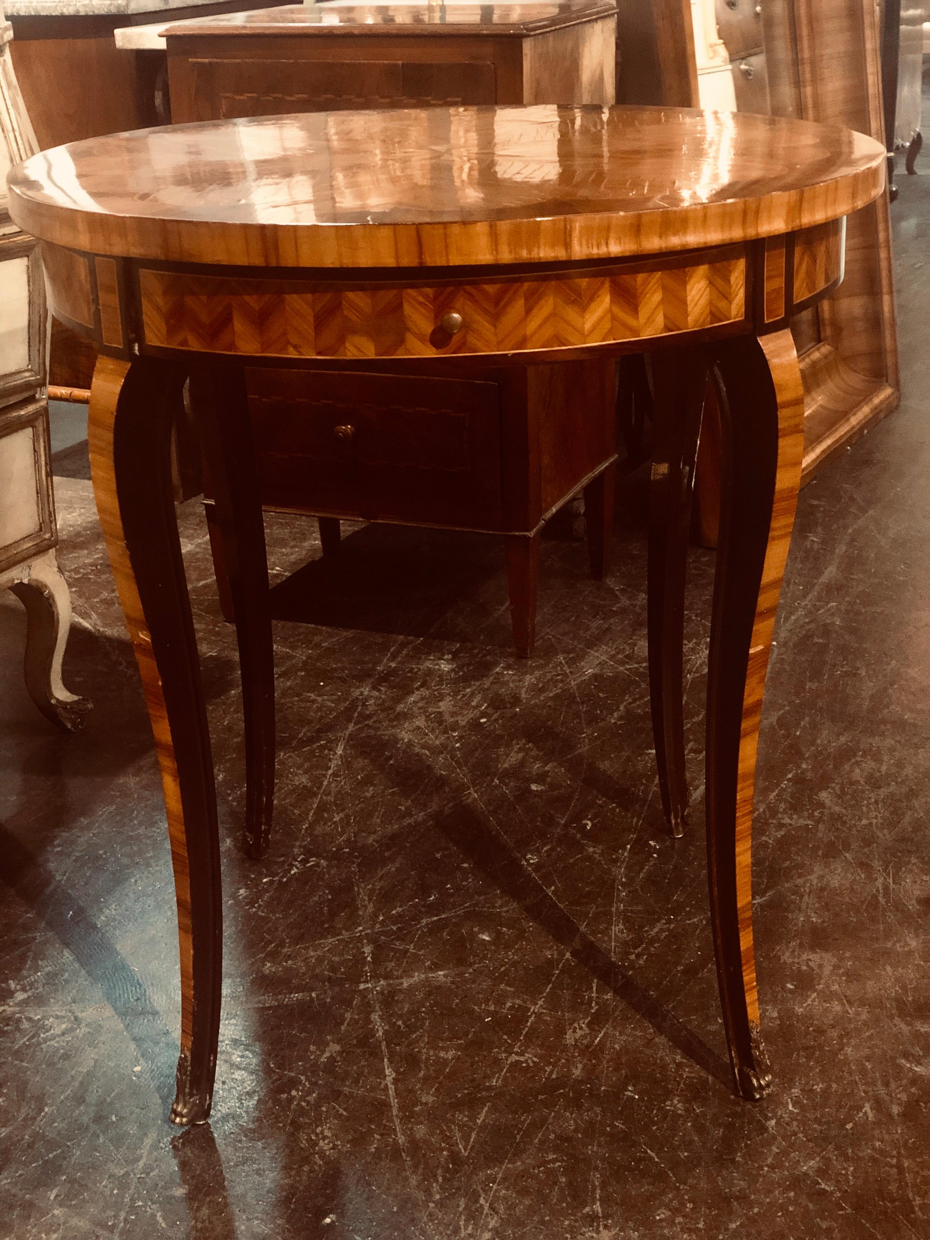 Inlay 19th Century French Traditional Inlaid Mahogany Side Table