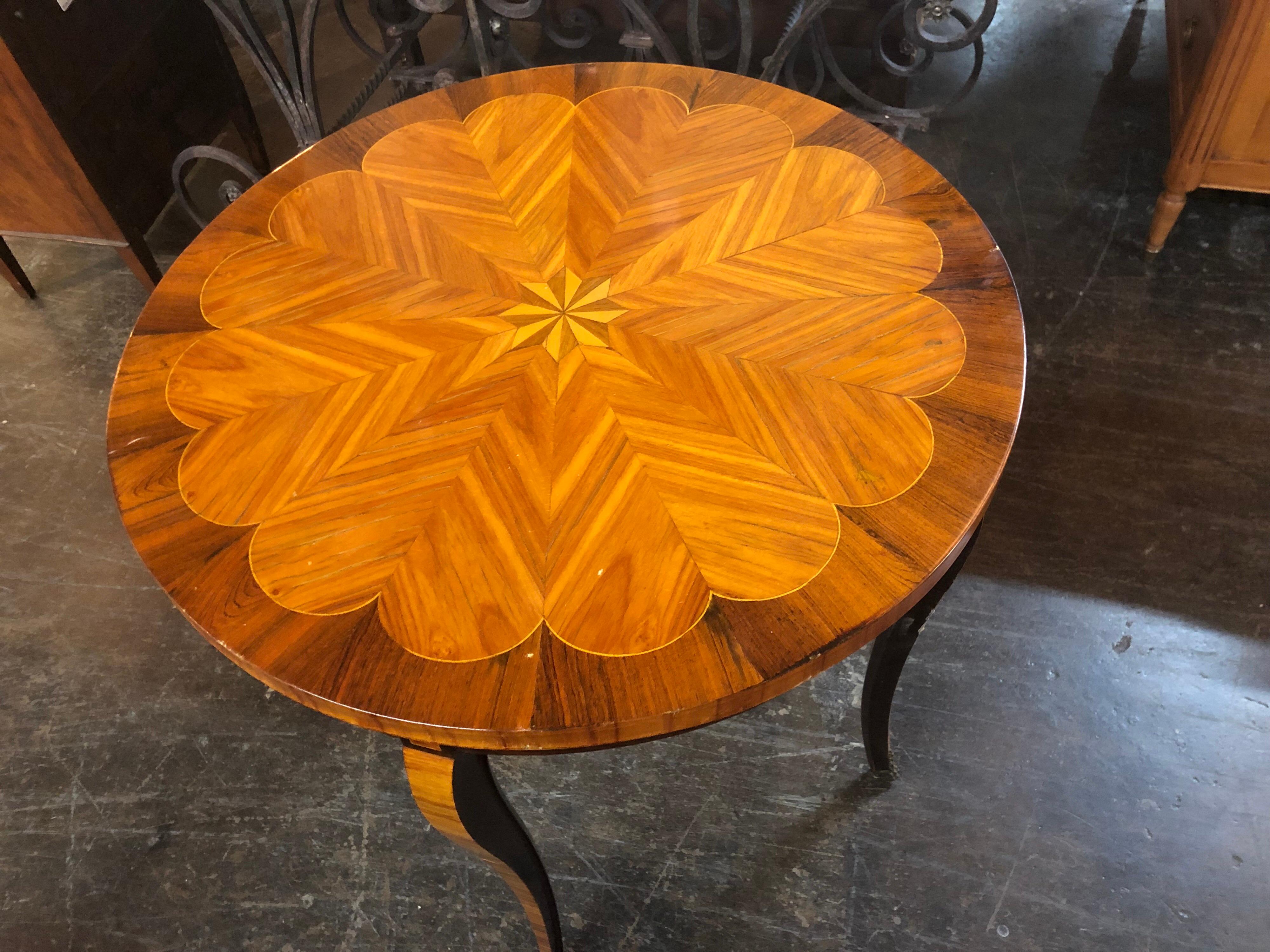 19th Century French Traditional Inlaid Mahogany Side Table 1